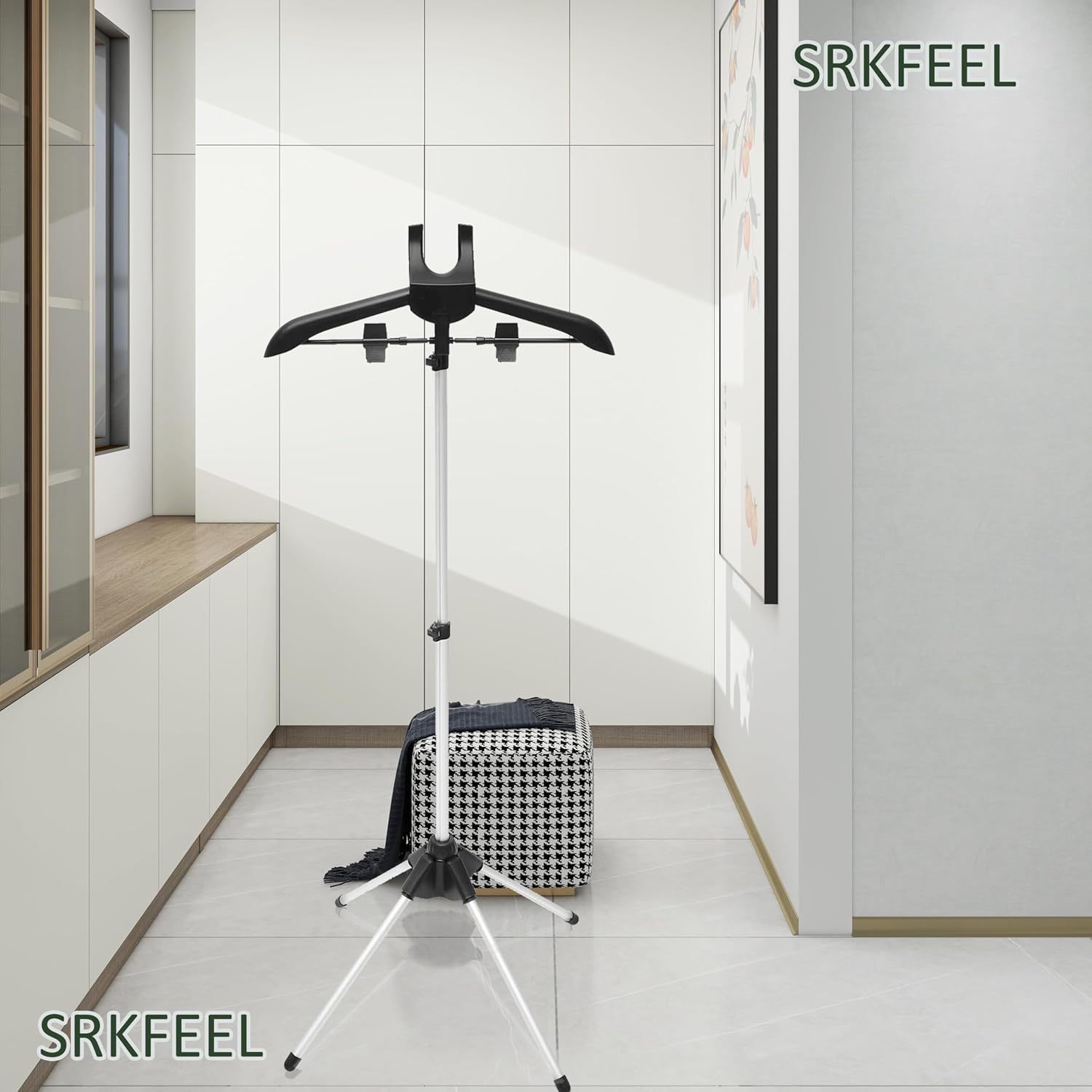 Foldable Garment Clothes Drying Rack with Adjustable Height and Steam Iron Bracket