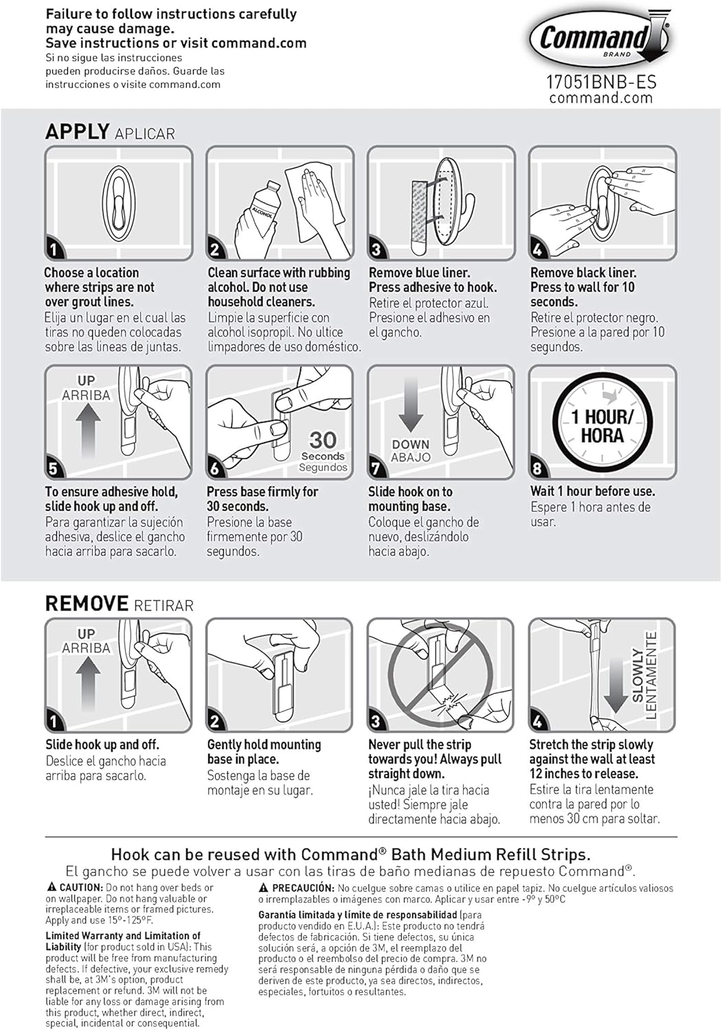 Command Medium Bath Hooks 2 Pack Damage Free