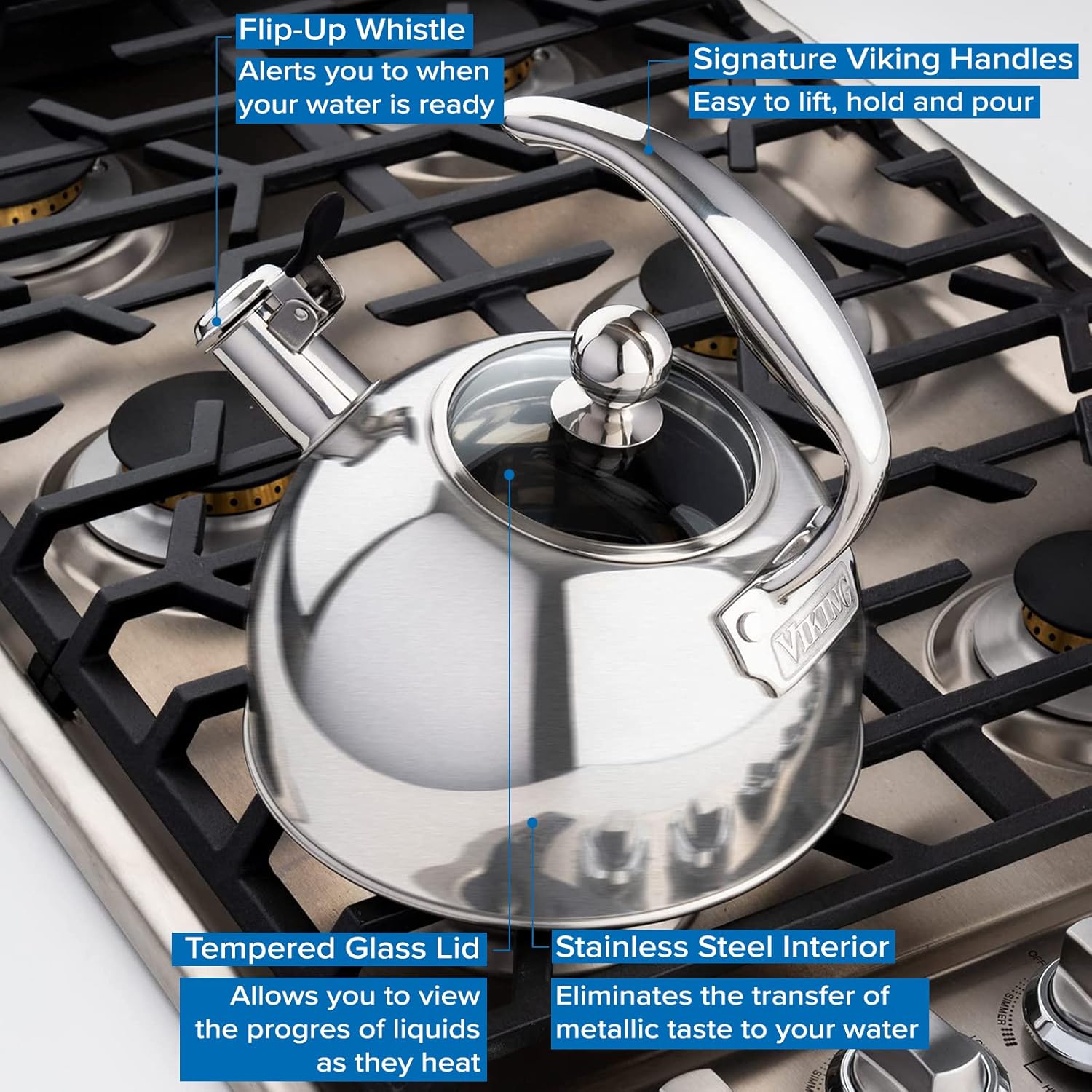 Viking Culinary 3-Ply Stainless Steel Whistling Tea Kettle