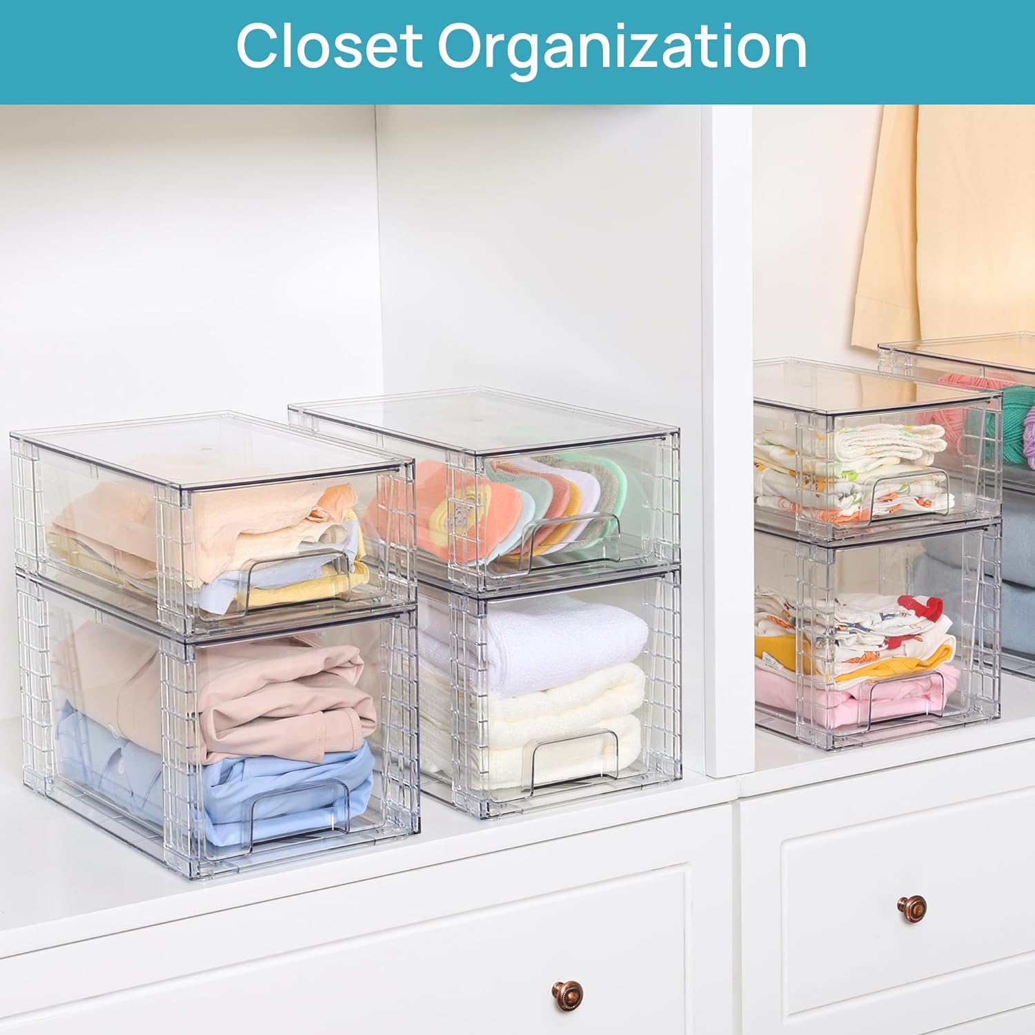 4-Pack Acrylic Storage Drawers for Bathroom Kitchen Pantry Organization