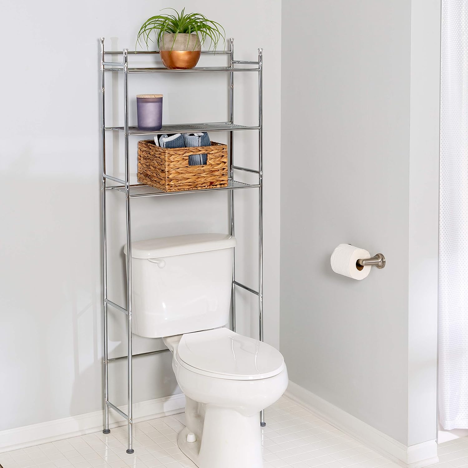 3-Tier Standing Shelf for Bathroom Above Toilets Space Saver