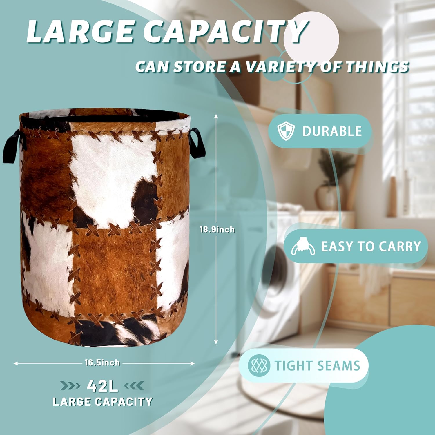 Unique Retro Cows Print Foldable Storage Organizer for Home Car