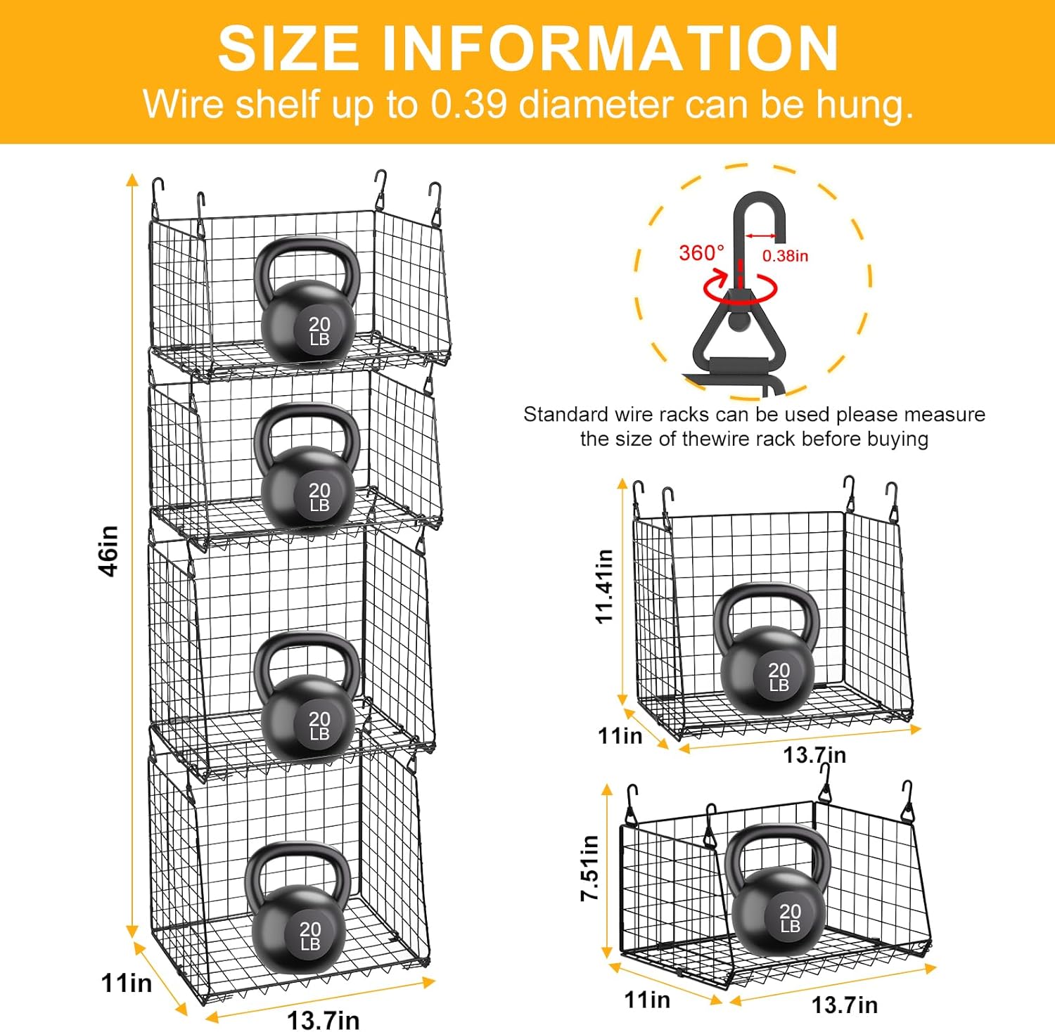4-Pack Hanging Laundry Organizer