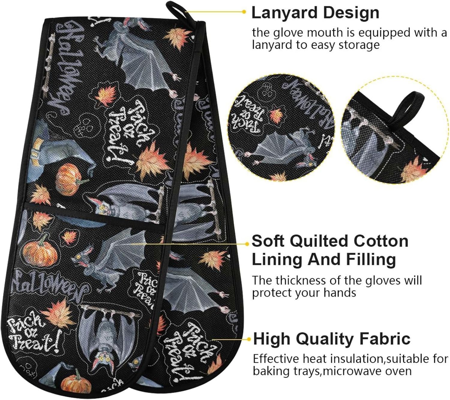 SUSIYO Double Oven Mitts Halloween Heat-Resistant Oven Glove