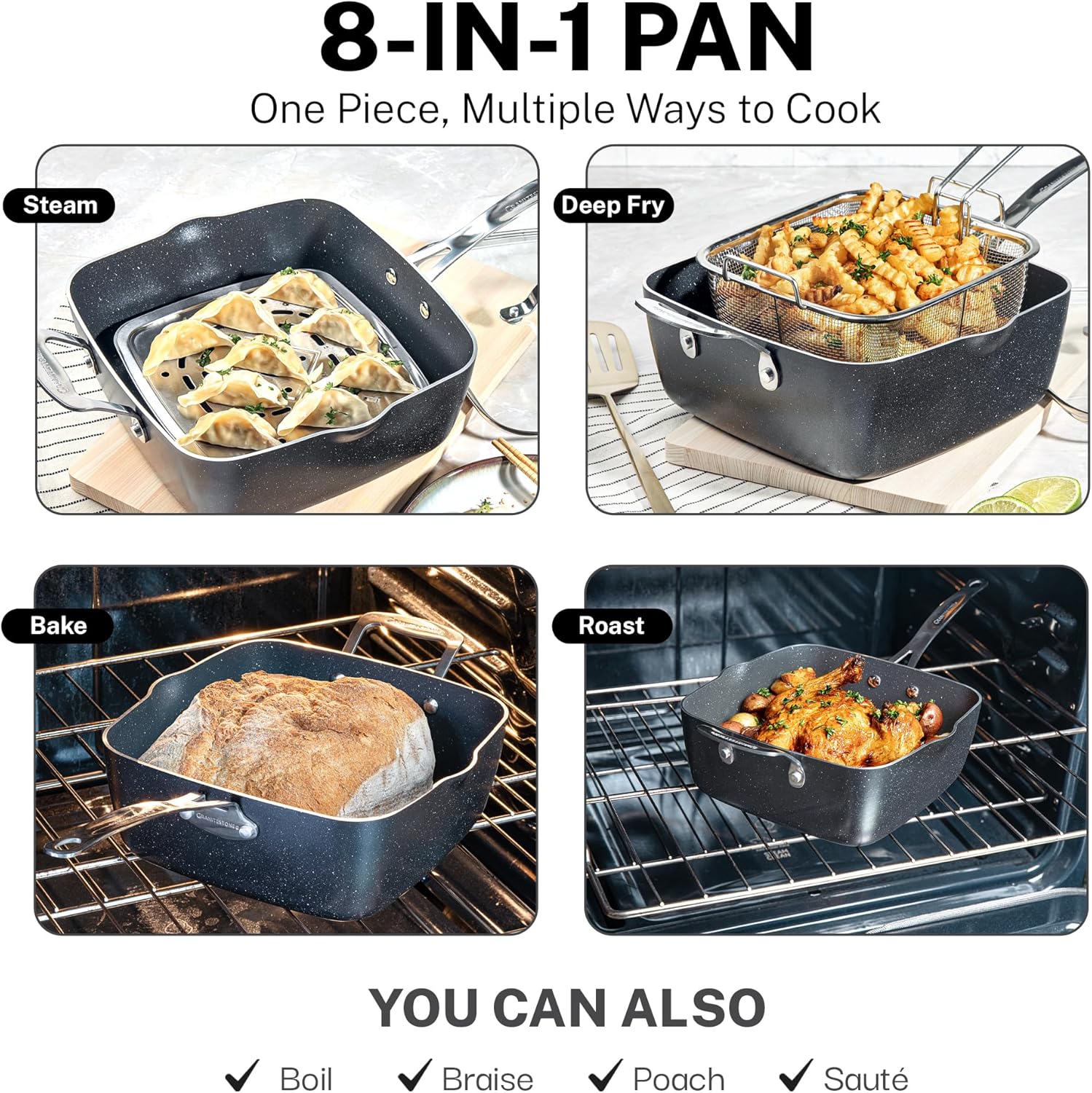 GranitestoneClean Safe 20-Pc Cookware Set Non-Stick Durable for Kitchen Use