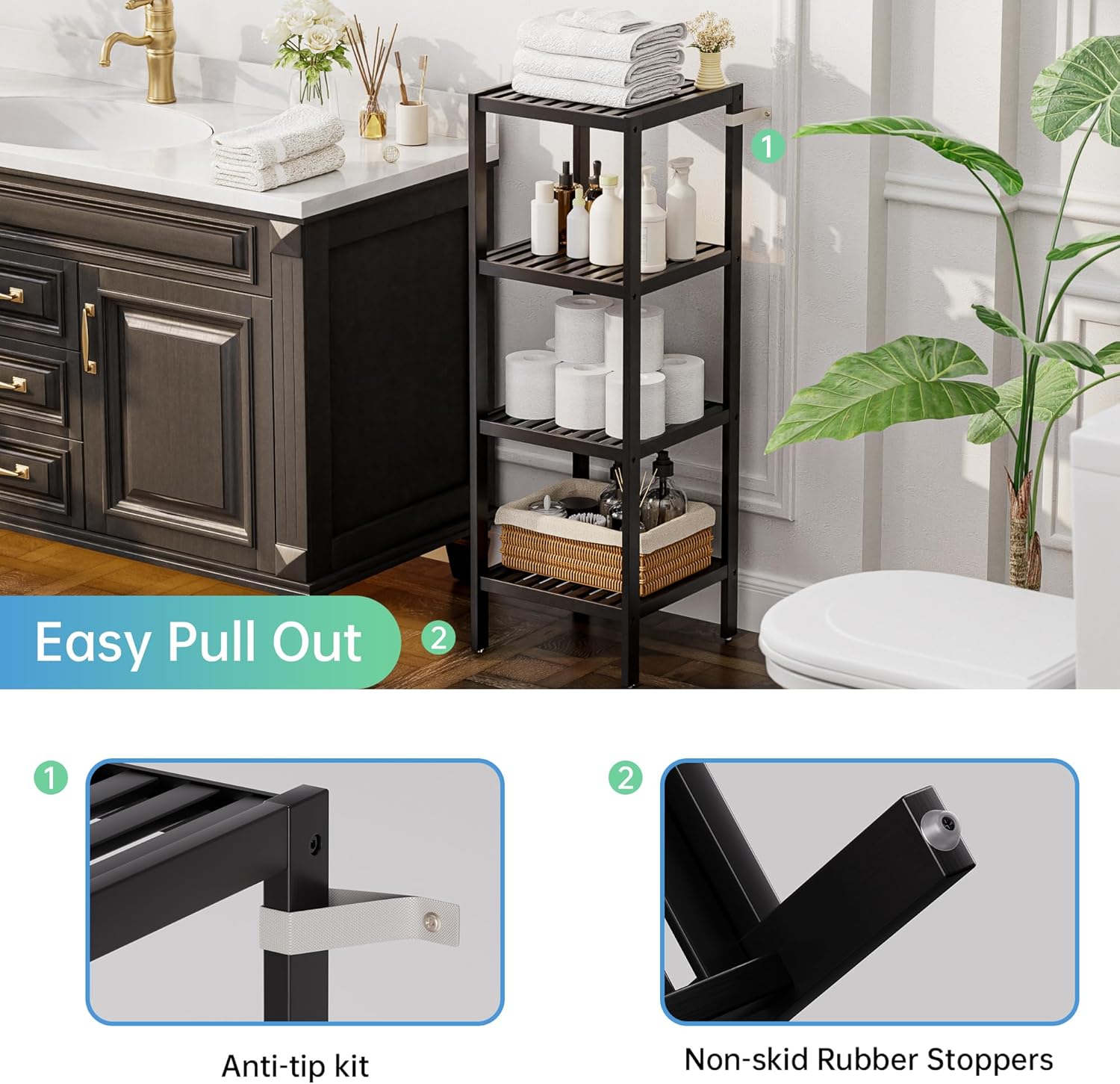 SMIBUY Bamboo Storage Shelf