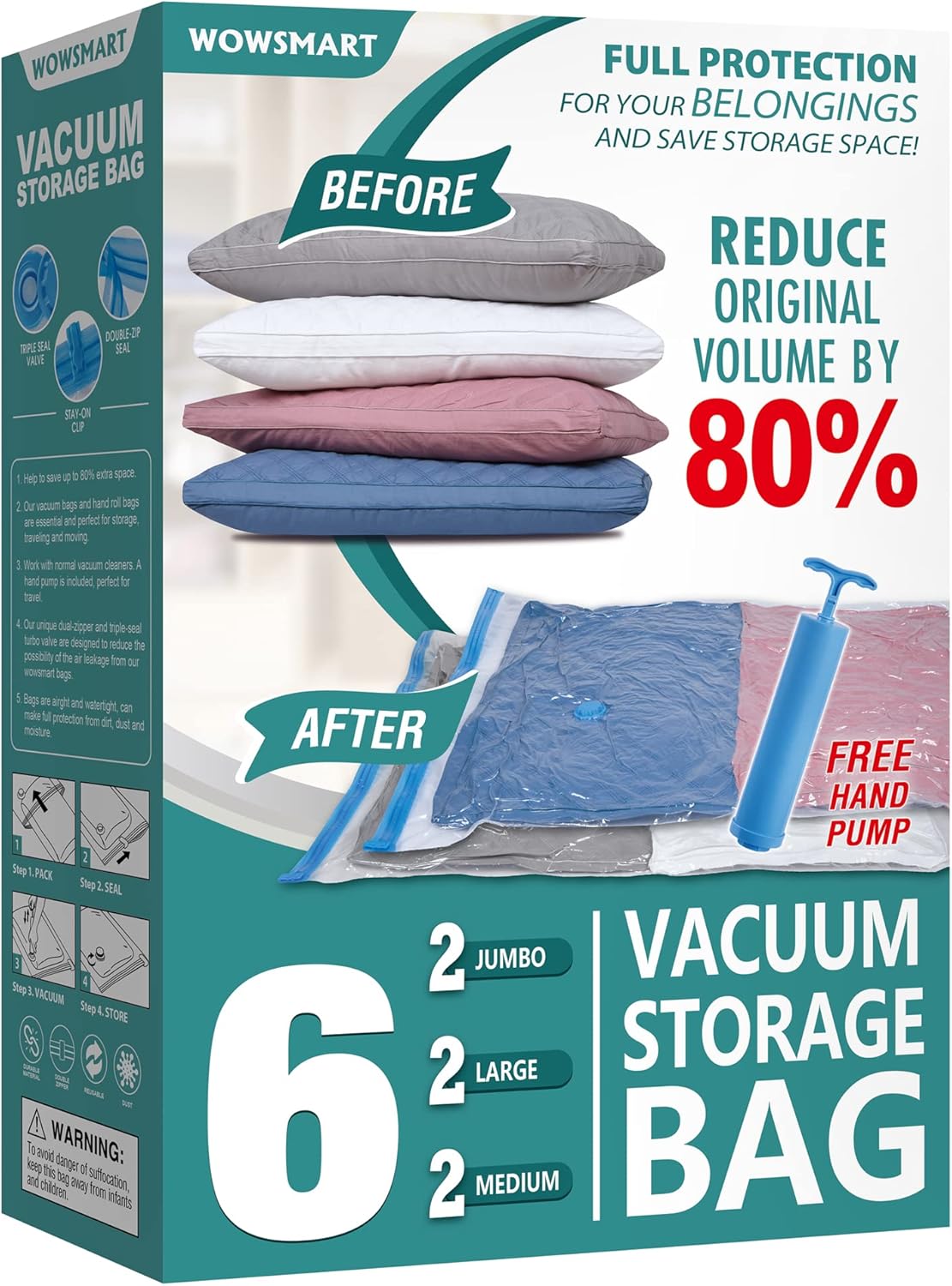 6-Piece Vacuum Storage Bag Set from WowSmart