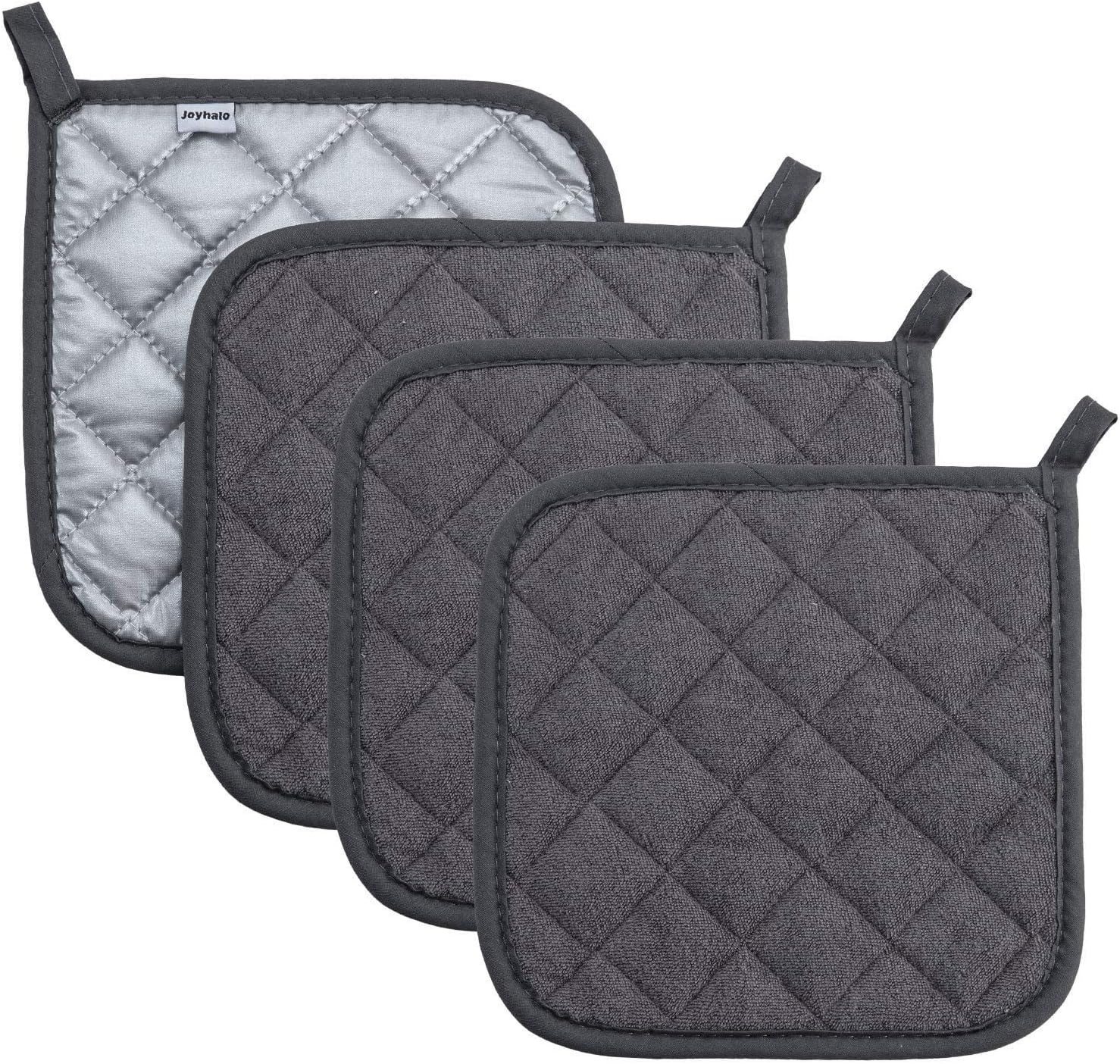 Joyhalo 4 Pack Grey Heat Resistant Pot Holders