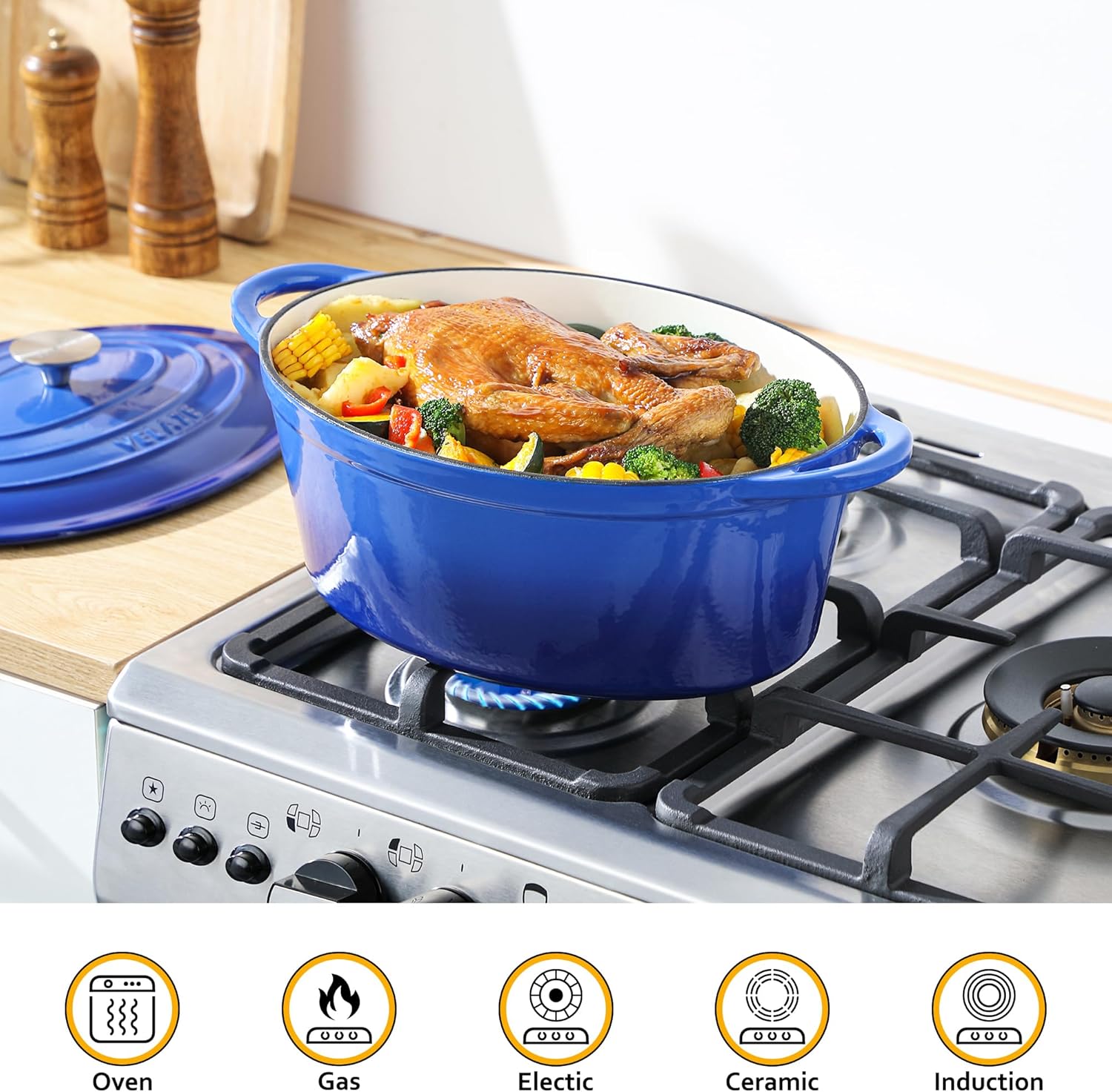 Velaze 75 QT Enameled Dutch Oven with Lid