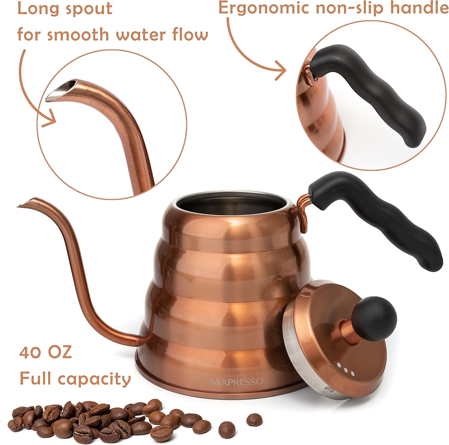 Mixpresso Gooseneck Coffee Kettle 12L 40 Oz