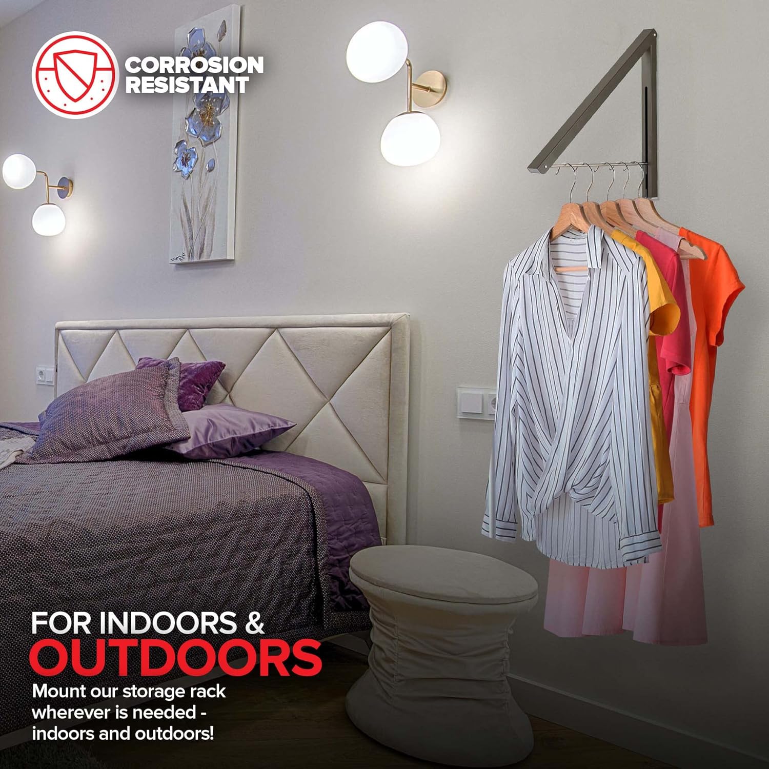 Foldable Wall-Mounted Clothing Hanger
