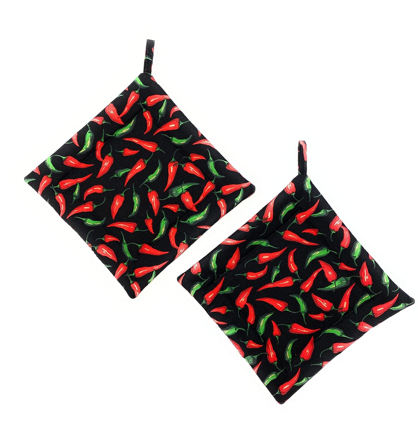 Chili Pepper Set Red Green Trivets for Oven Protection