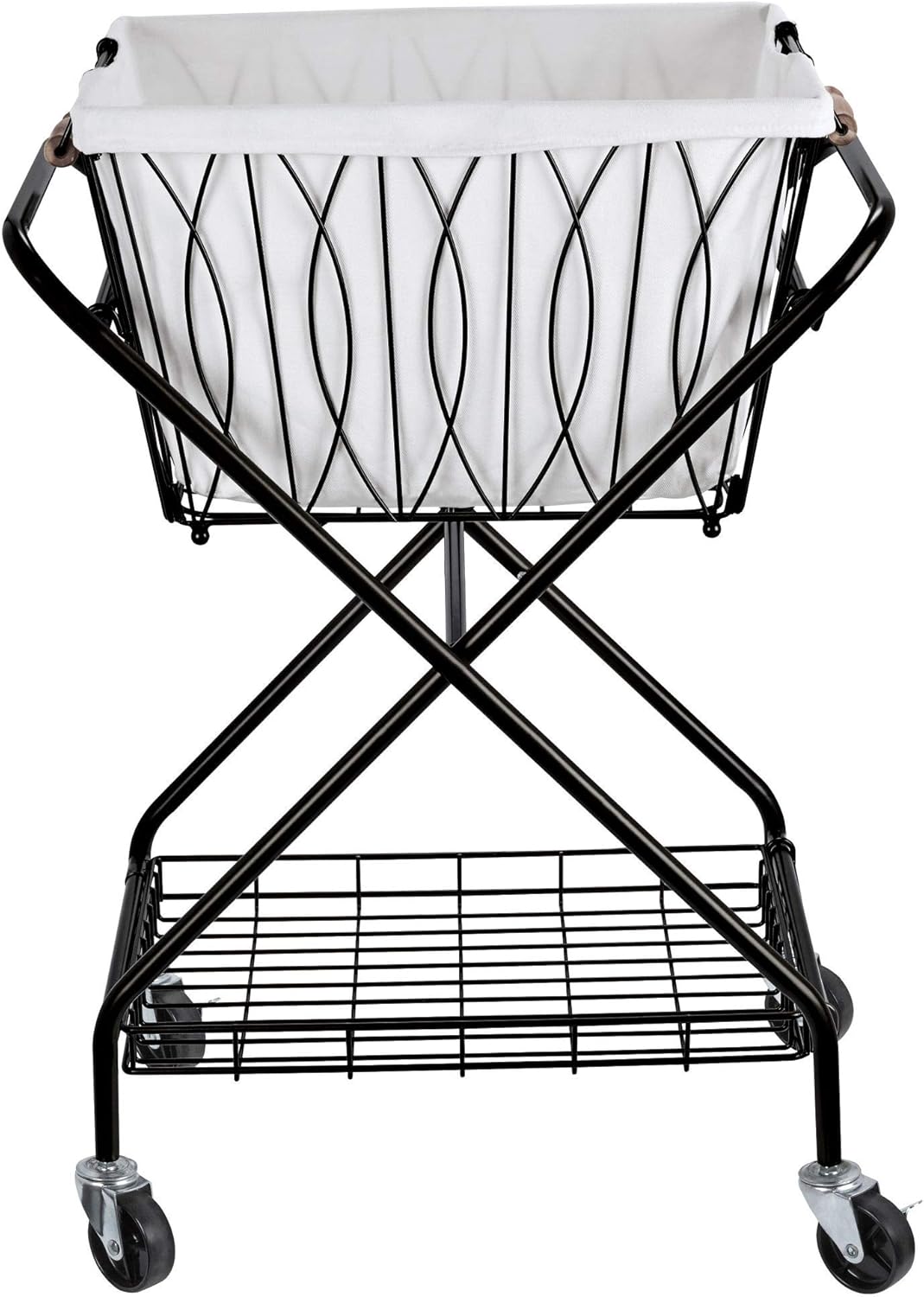 Verona Collapsible Laundry Cart with Basket Black Large 1