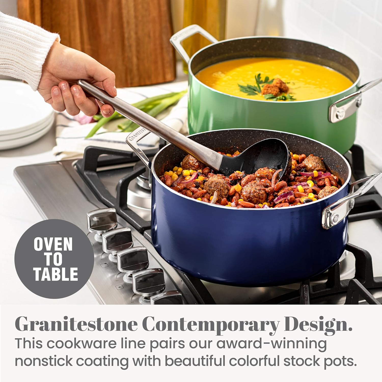 Granitestone 5 Qt Nonstick Enamel Stock Pot with Lid
