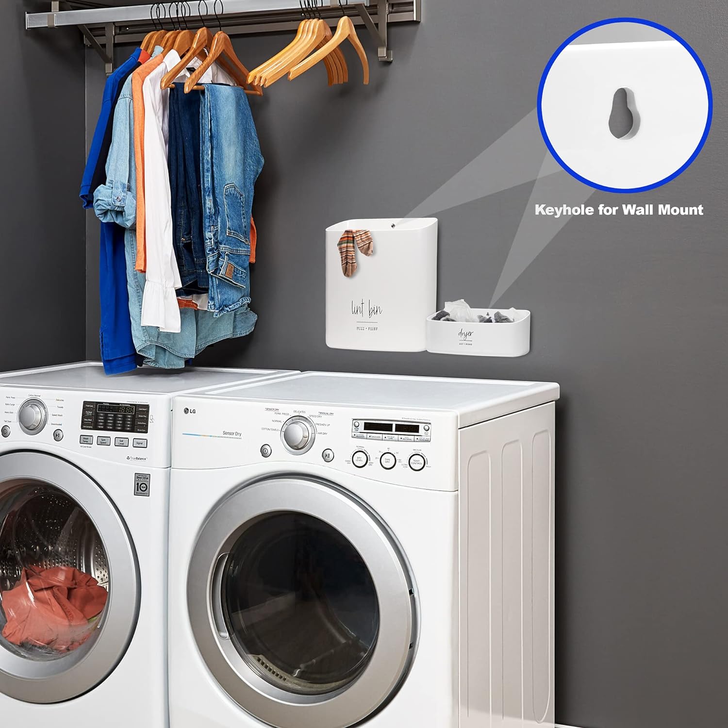 Magnetic Lint Bin for Laundry Storage