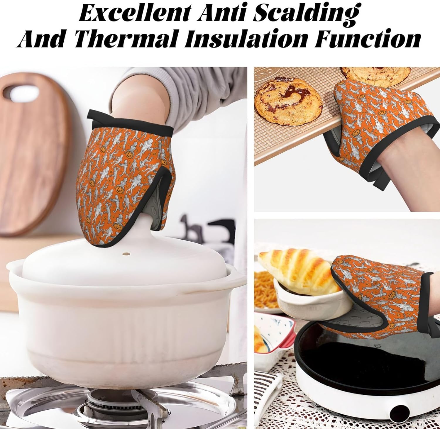 Mini Halloween Oven Mitts Heat-Resistant Silicone Glove Perfect for Baking