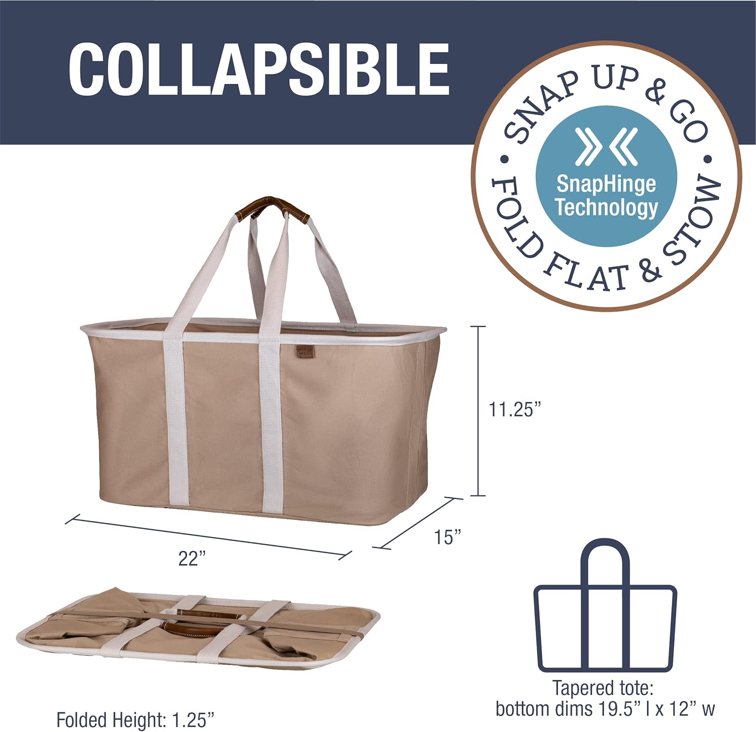 CleverMade Collapsible Laundry Tote LUXE Mocha 2PK - 50L 13 Gal