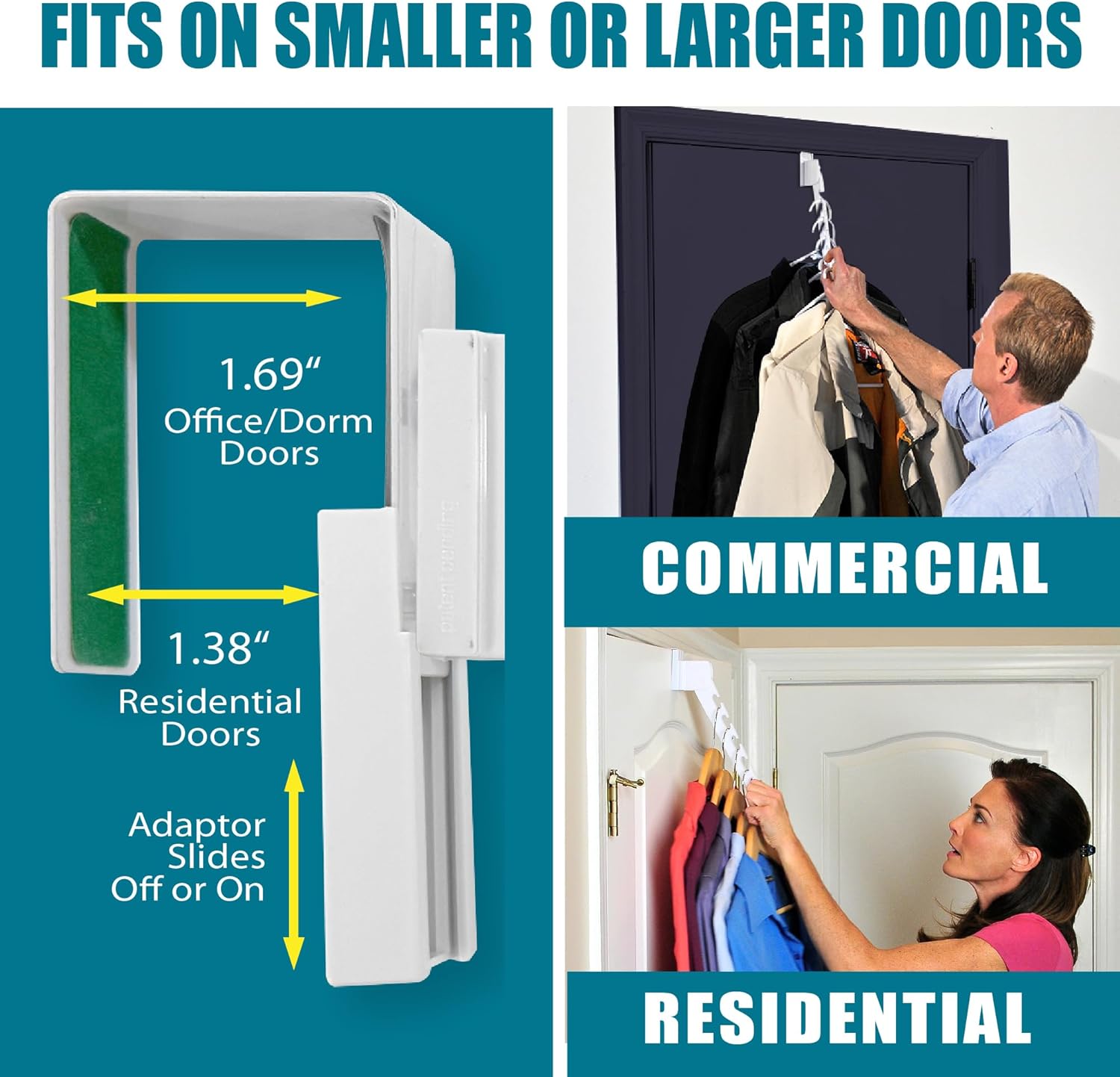 Freestanding over-the-door hanger organizer with 3-pack
