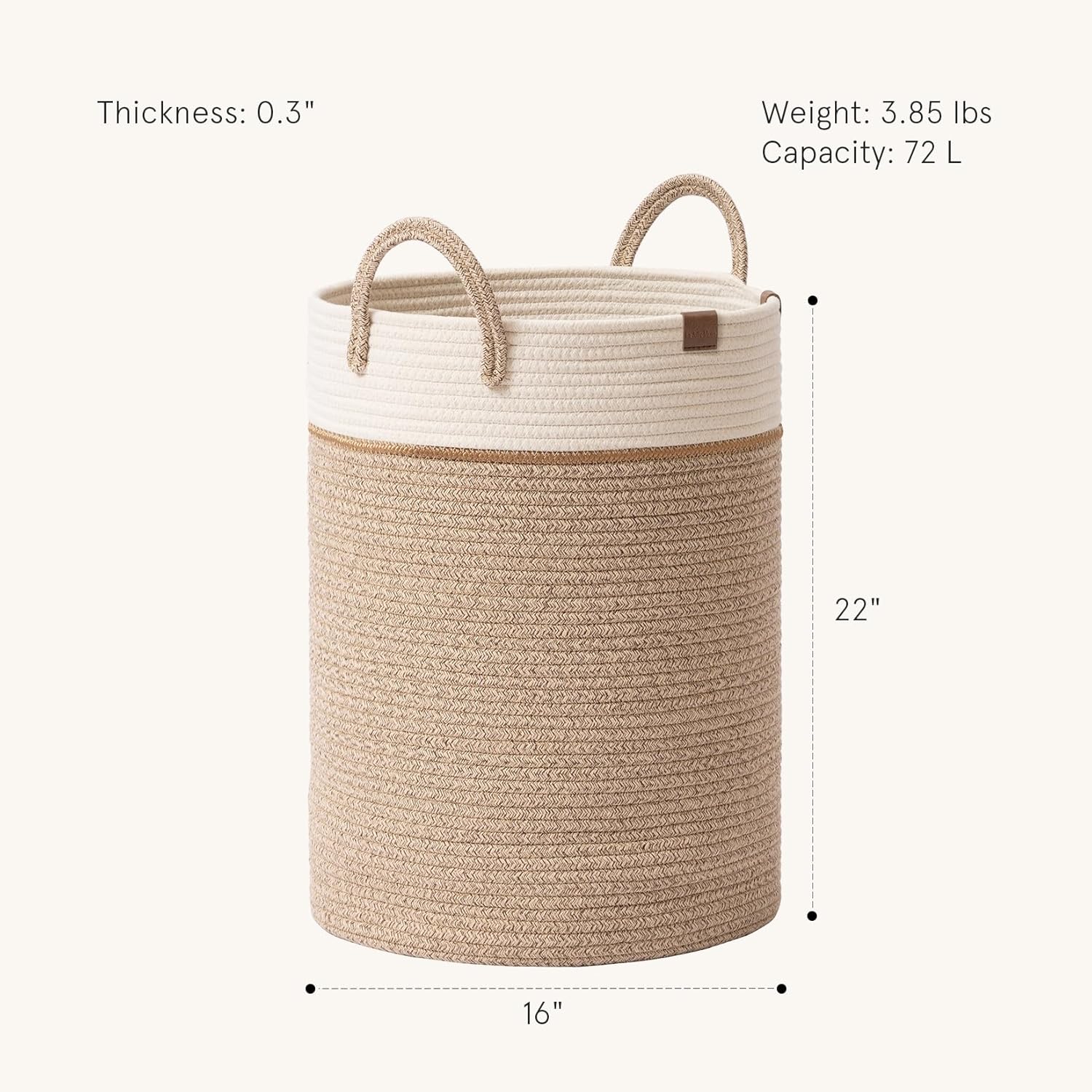 LA JOLIE MUSE 72L Durable Cotton Laundry Basket