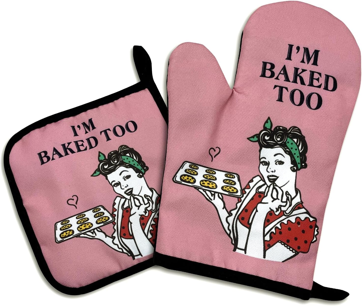 Jxubeuro Im Baked Too Funny Oven Mitts Pot Holders Set of 2