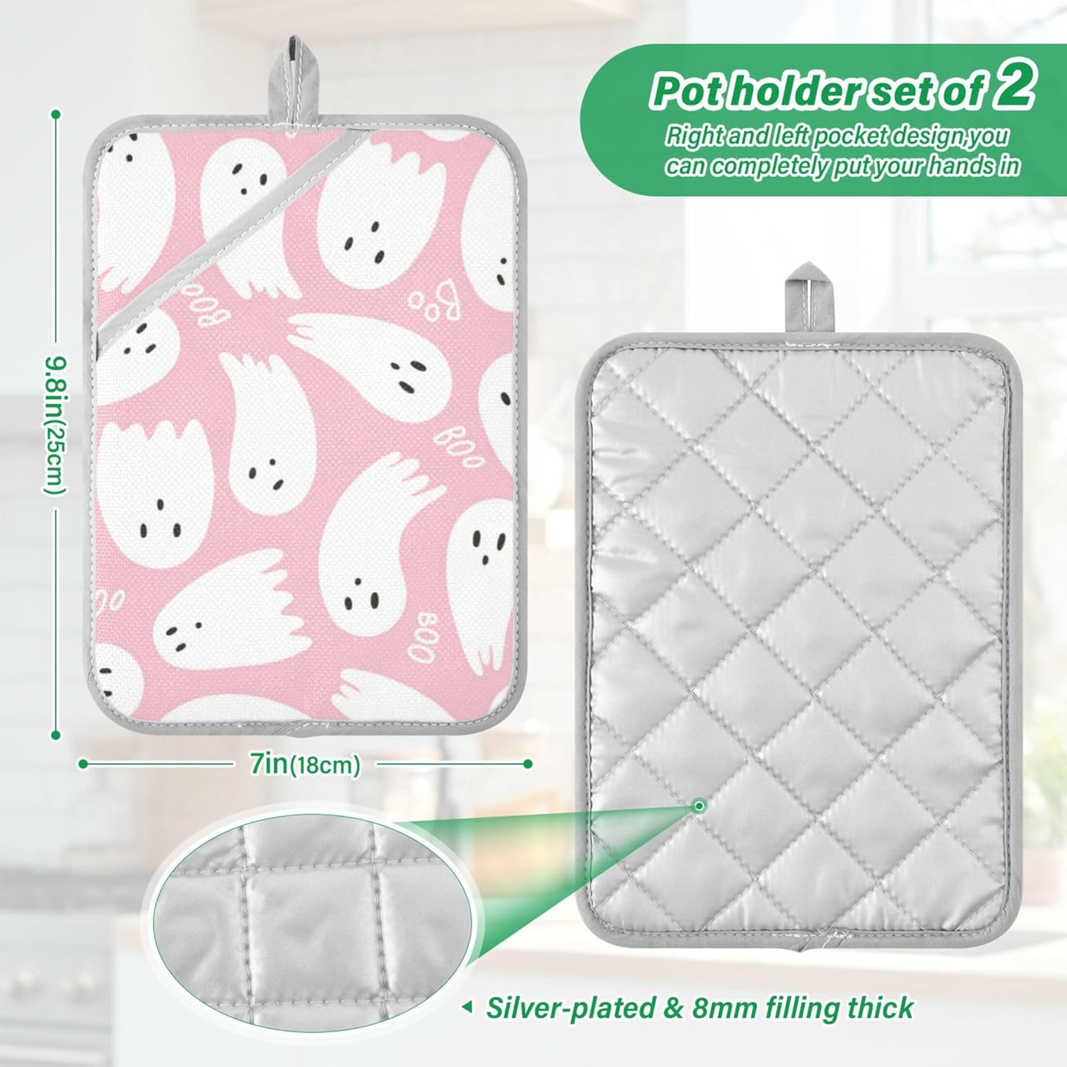 Sweet Halloween Pink Potholders Heat-Resistant Kitchen Pots Pans