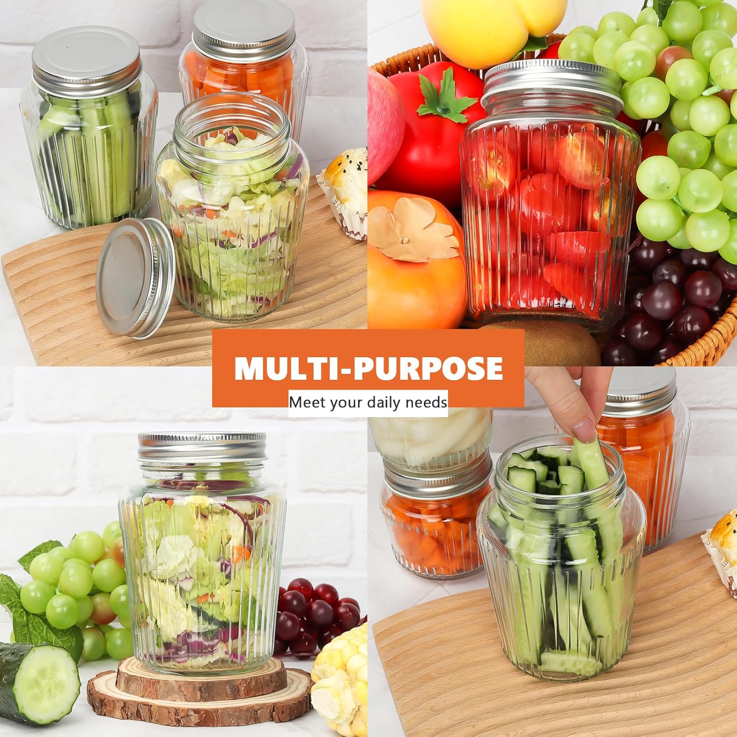Cehomi 16 oz Glass Mason Jars with Lids - 4 Pack