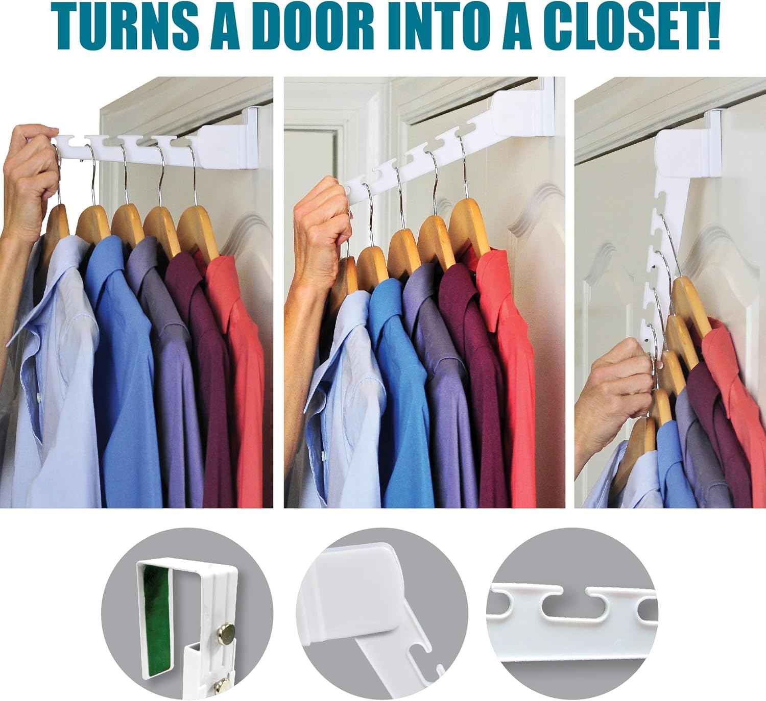 Freestanding over-the-door hanger organizer with 3-pack