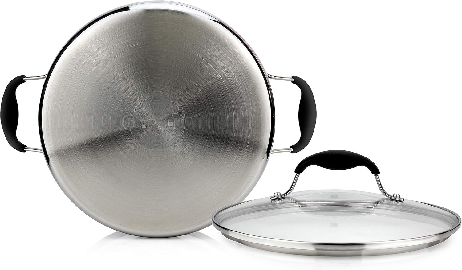AVACRAFT 5 Quart Tri-ply Stainless Steel Dutch Oven with Glass Lid