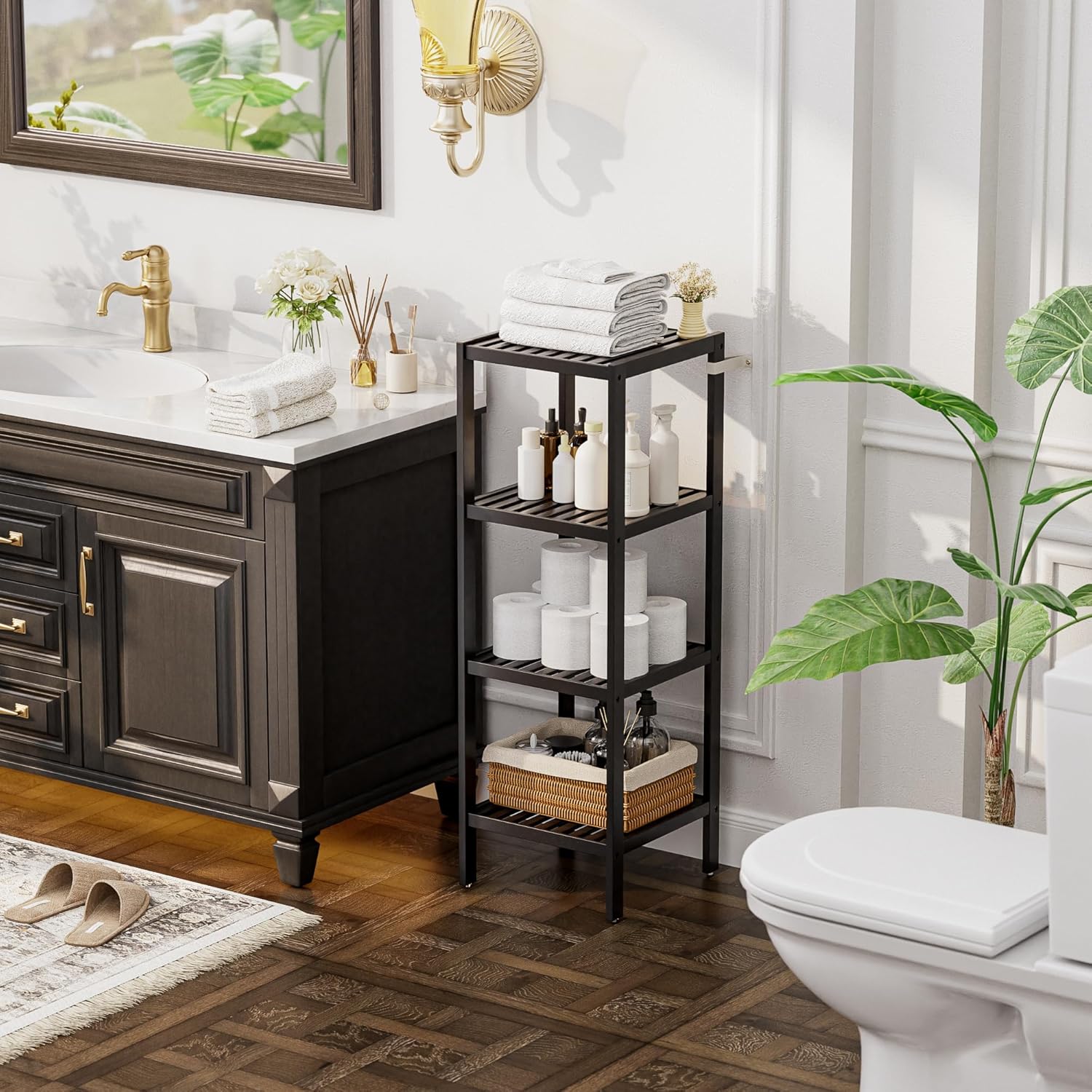 SMIBUY Bamboo Storage Shelf