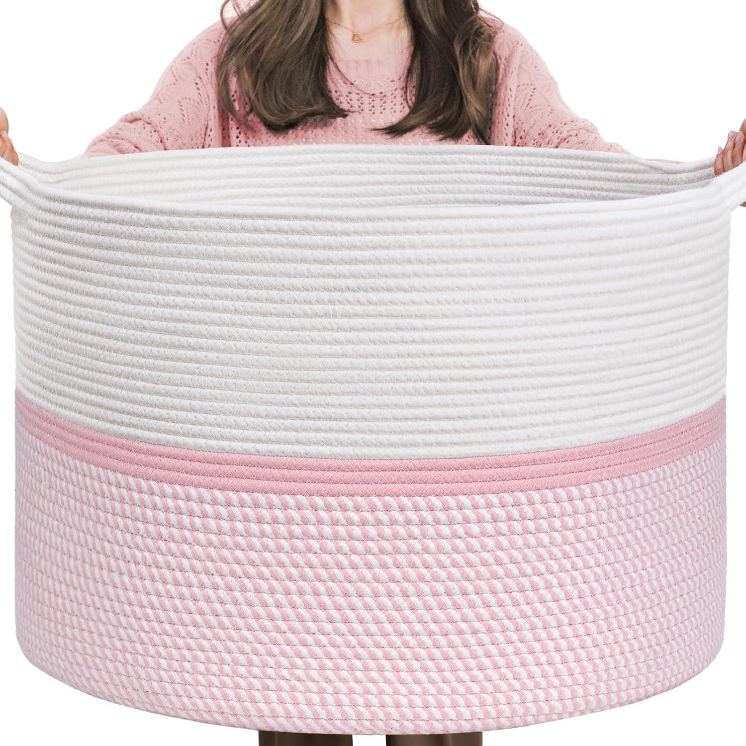 Chicvita XXL Cotton Rope Basket Pink - Keep Everything in Sight Style