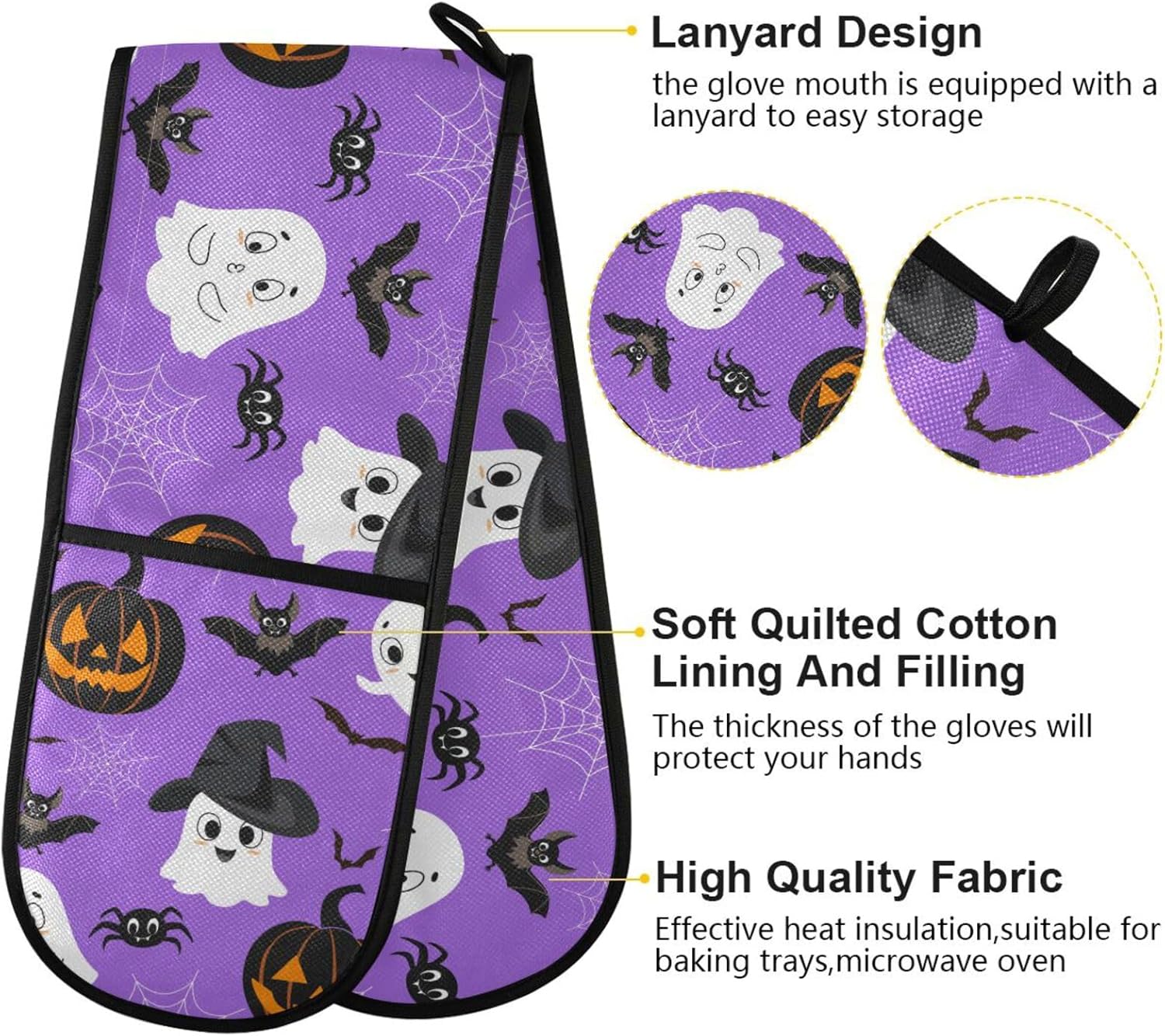 Halloween Pumpkins Bats Oven Mitts