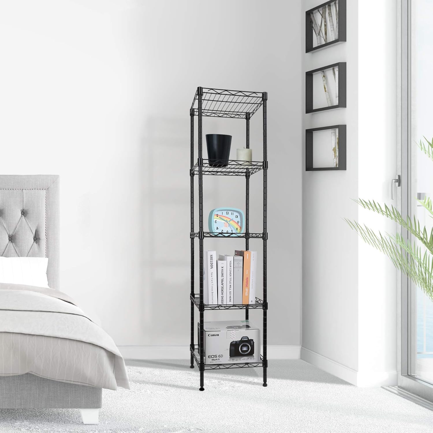 GIOTORENT 5 Tier Metal Standing Shelf Unit Black