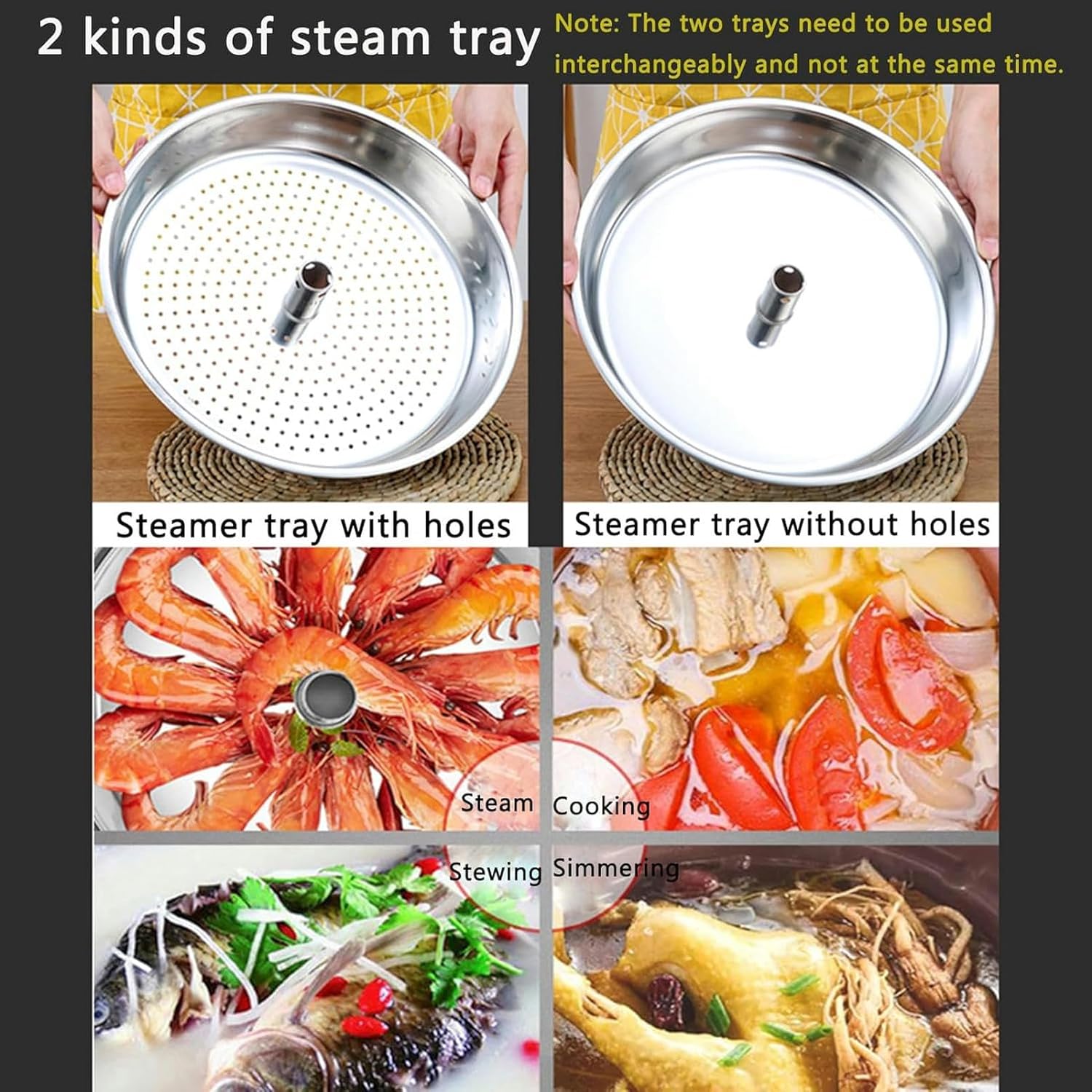 Stainless Steel Steamer with 2 Trays and Glass Lid