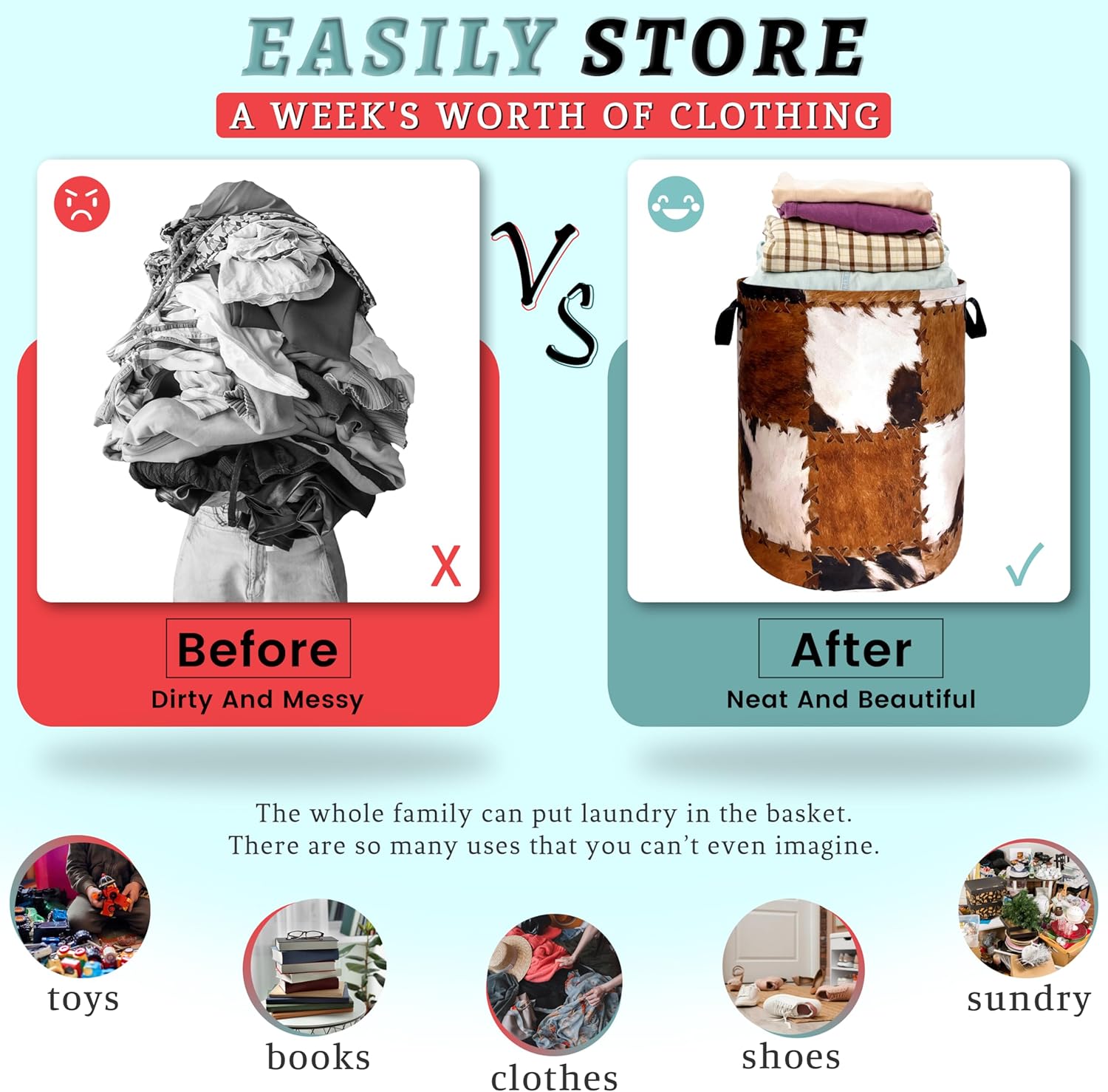 Unique Retro Cows Print Foldable Storage Organizer for Home Car