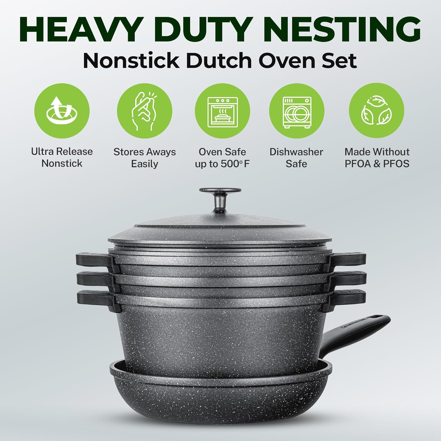 granitestone black 12 pc warming Dutch Ovens set