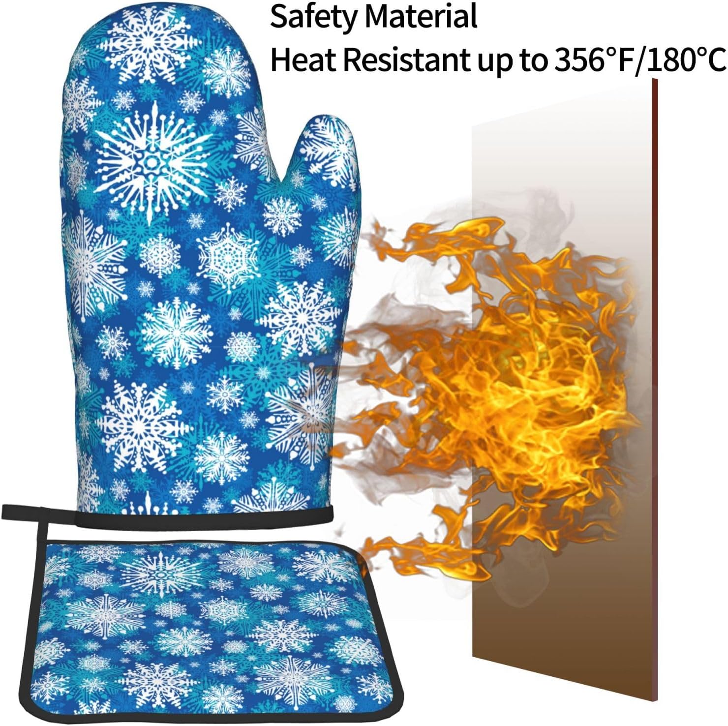 Winter Snowflakes Oven Mitts and Pot Holders 2-Piece Set