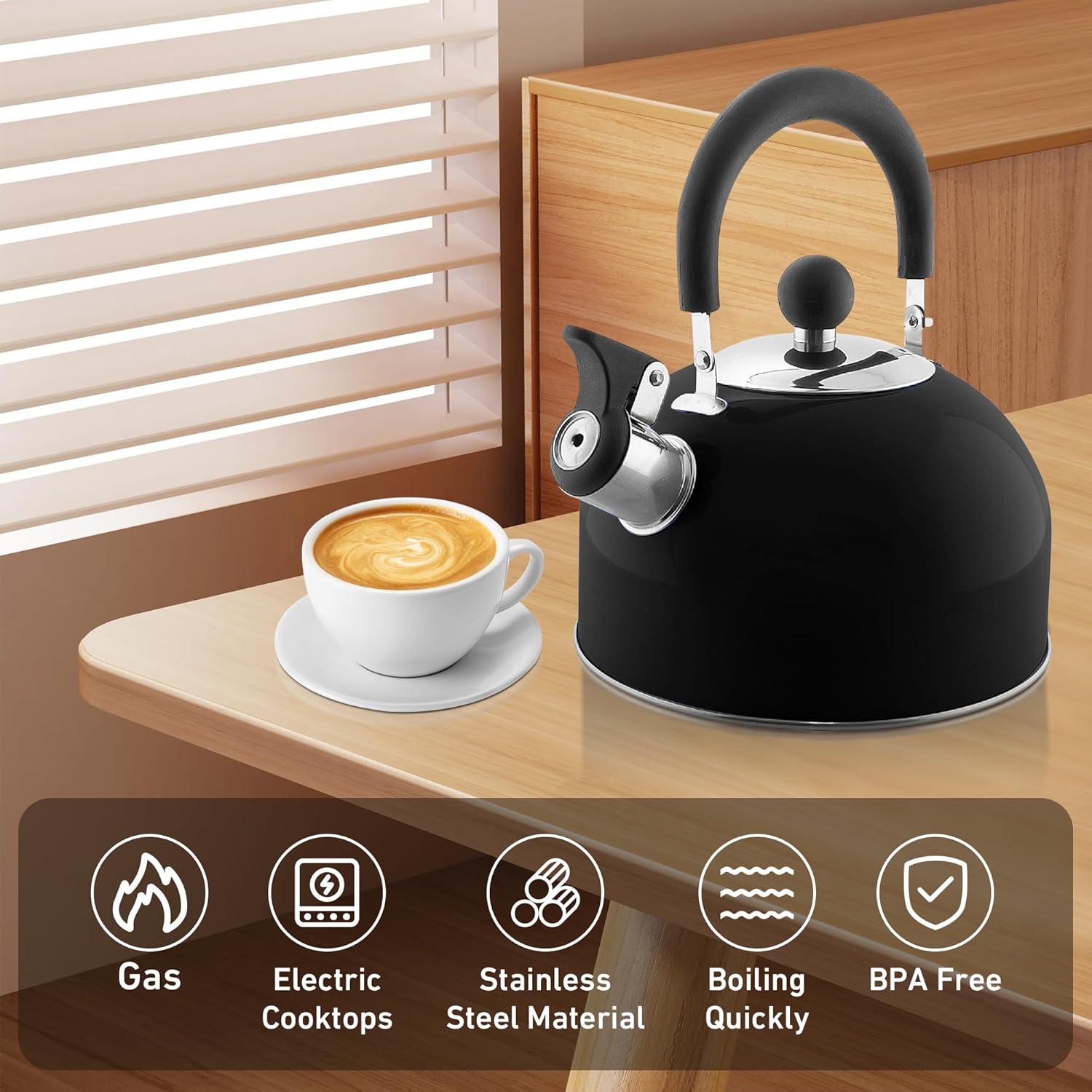 2-Quart Stainless Steel Whistling Tea Kettle