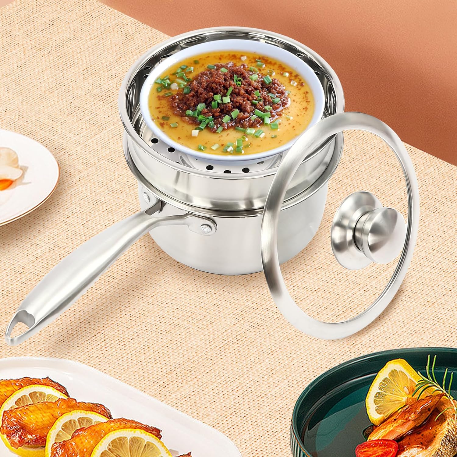 25 Quart Stainless Steel Saucepan with Steamer Basket