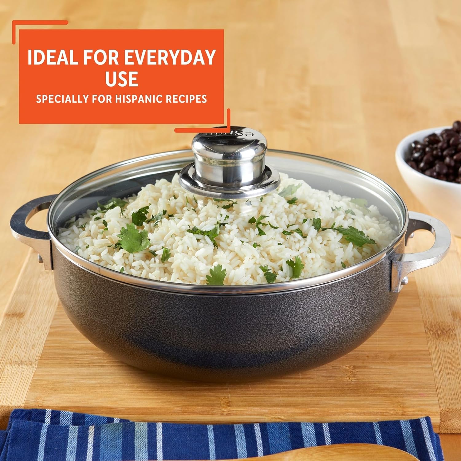 IMUSA 32Qt Nonstick Charcoal Dutch Oven with Glass Lid
