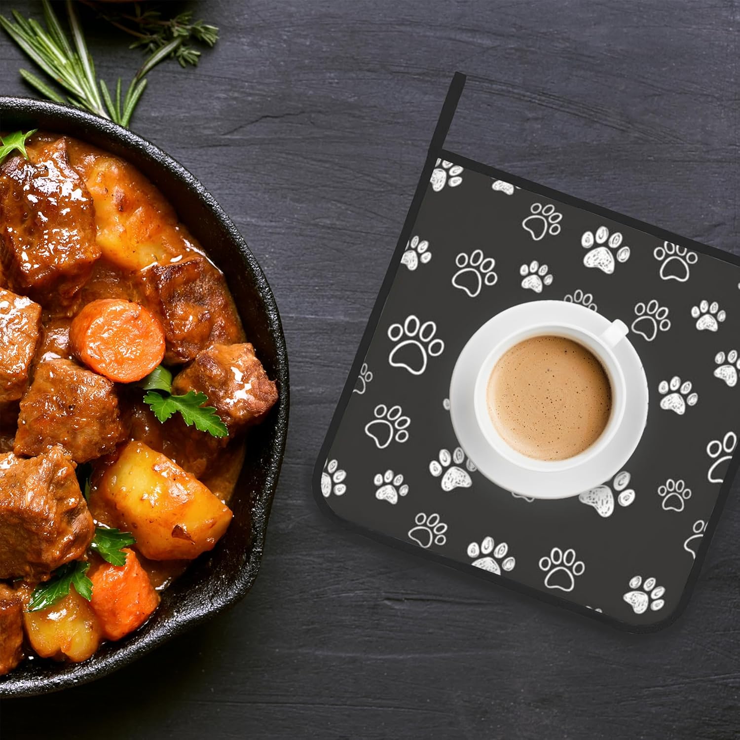 Cute Cat Dog Paw Pot Holder Set for Kitchen BBQ