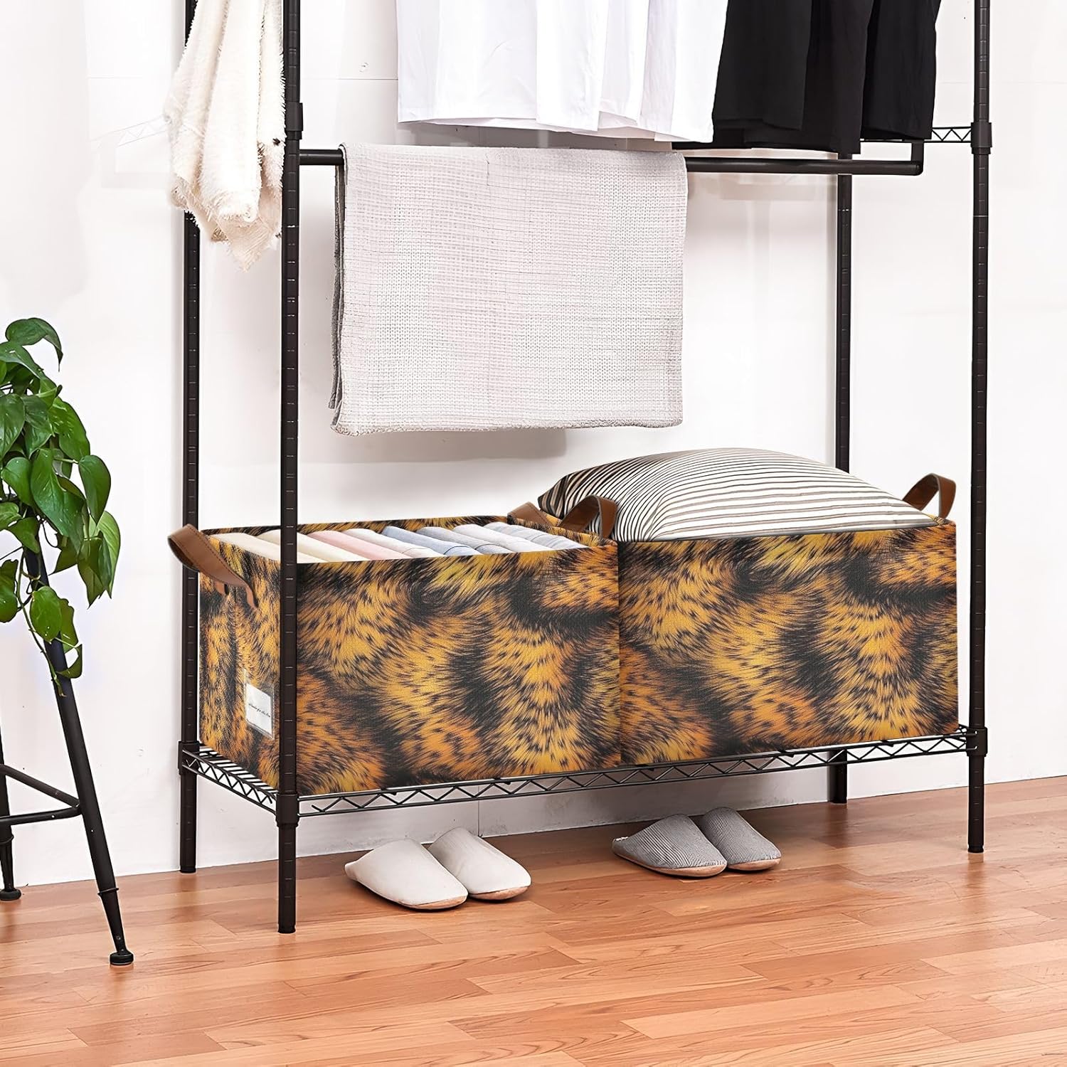 Leopard Print Storage Basket 1 Pack