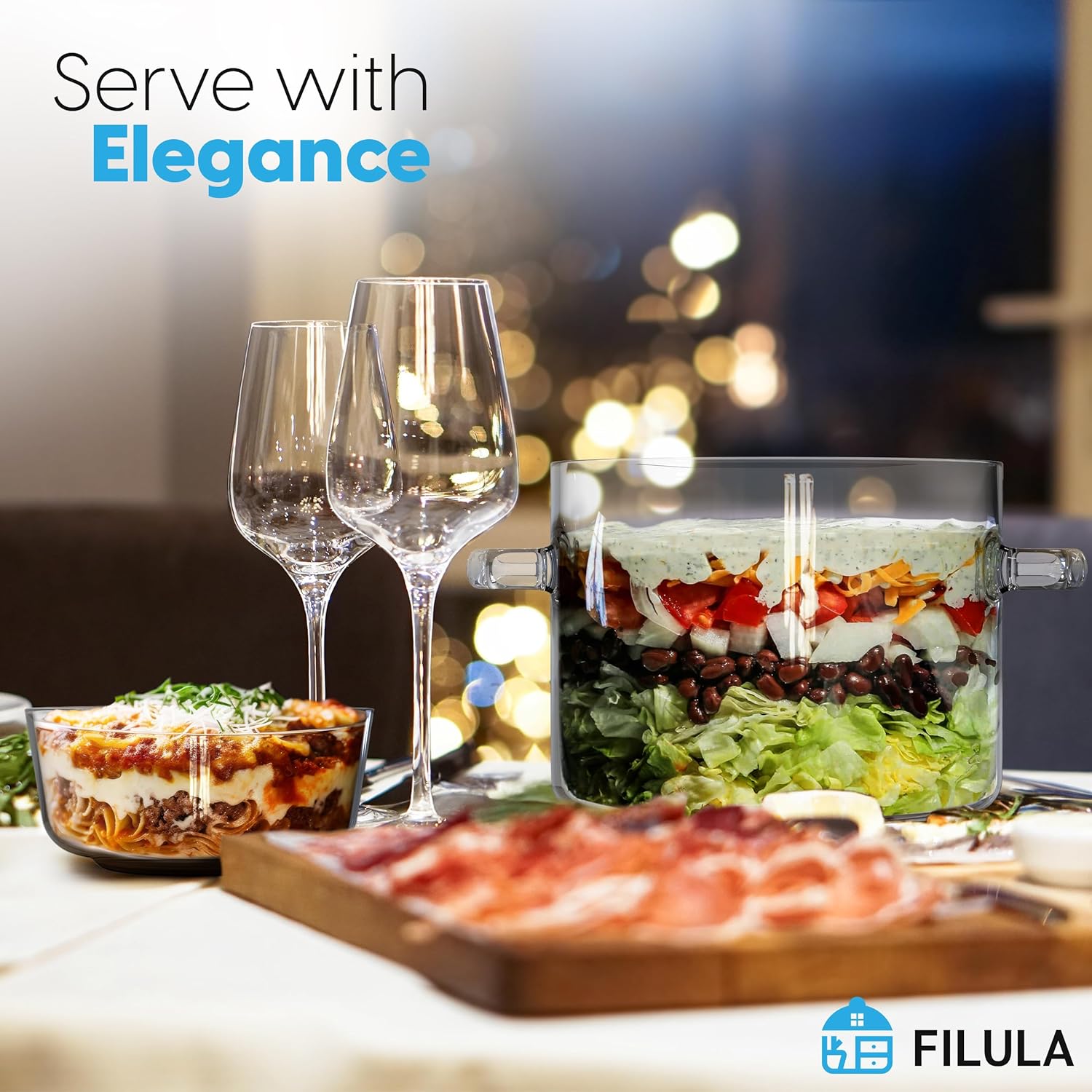 FILULA Glass Pot with Bowl - Durable Elegant for Cooking Serving
