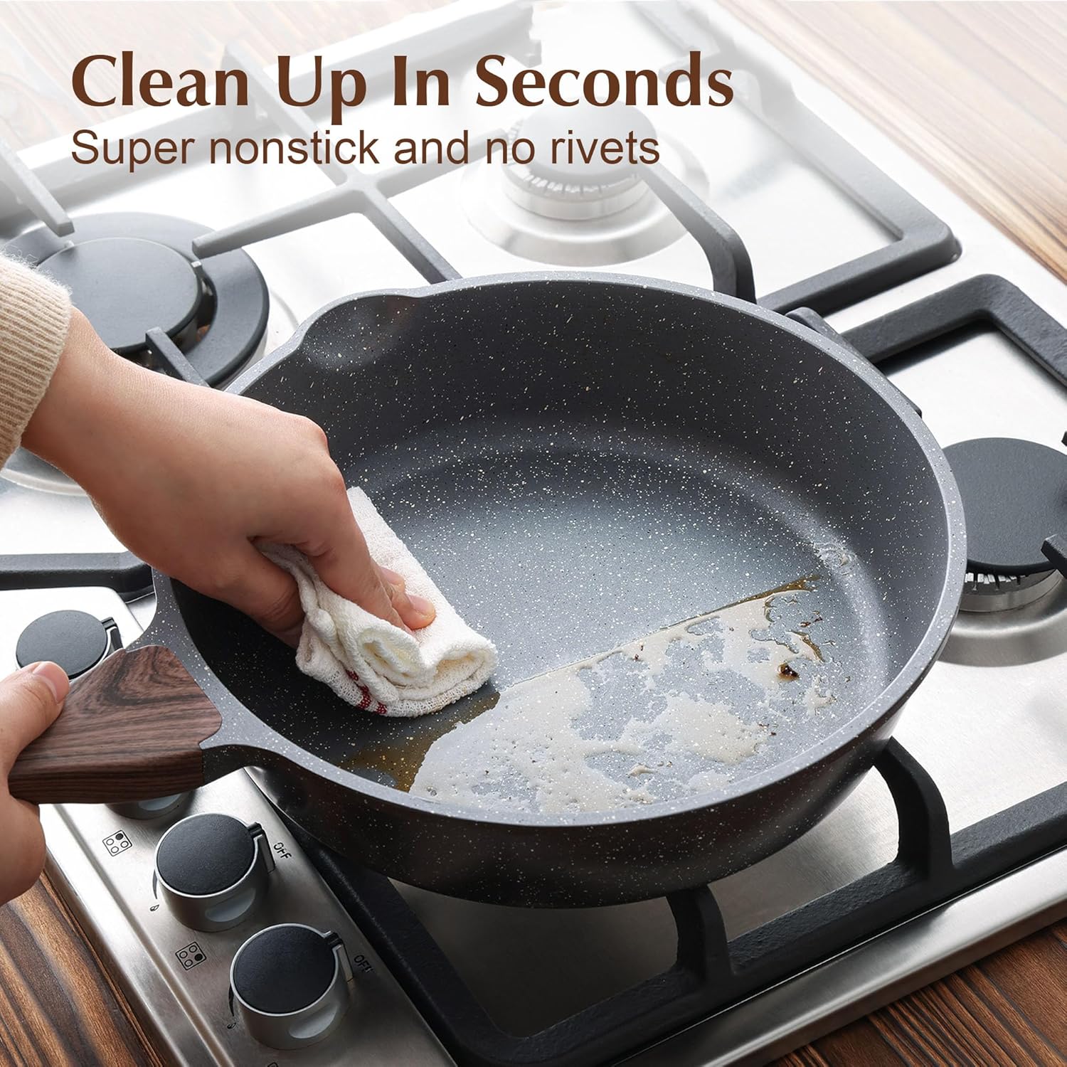 SENSARTE Nonstick Saut Pan with Lid 10-Inch