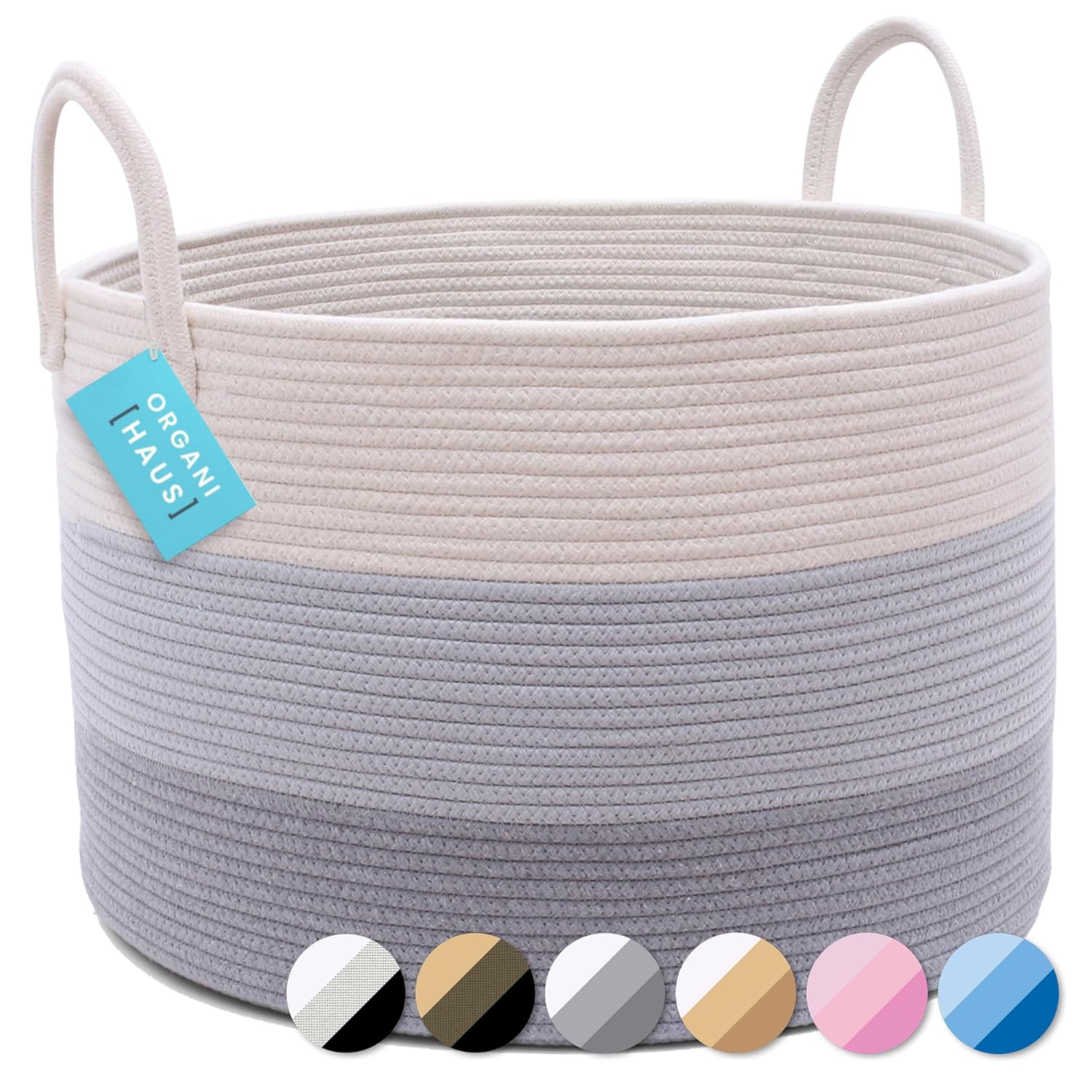 OrganiHaus Gray Extra Large Storage Basket for Blankets