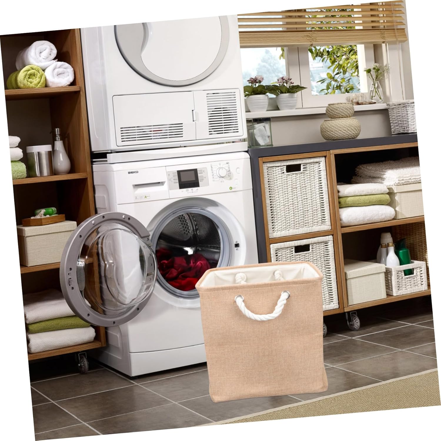 PRETYZOOM Modern Minimalist Linen Foldable Dirty Clothes Container