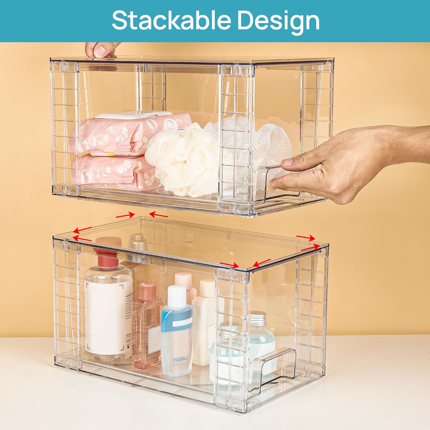 4-Pack Acrylic Storage Drawers for Bathroom Kitchen Pantry Organization