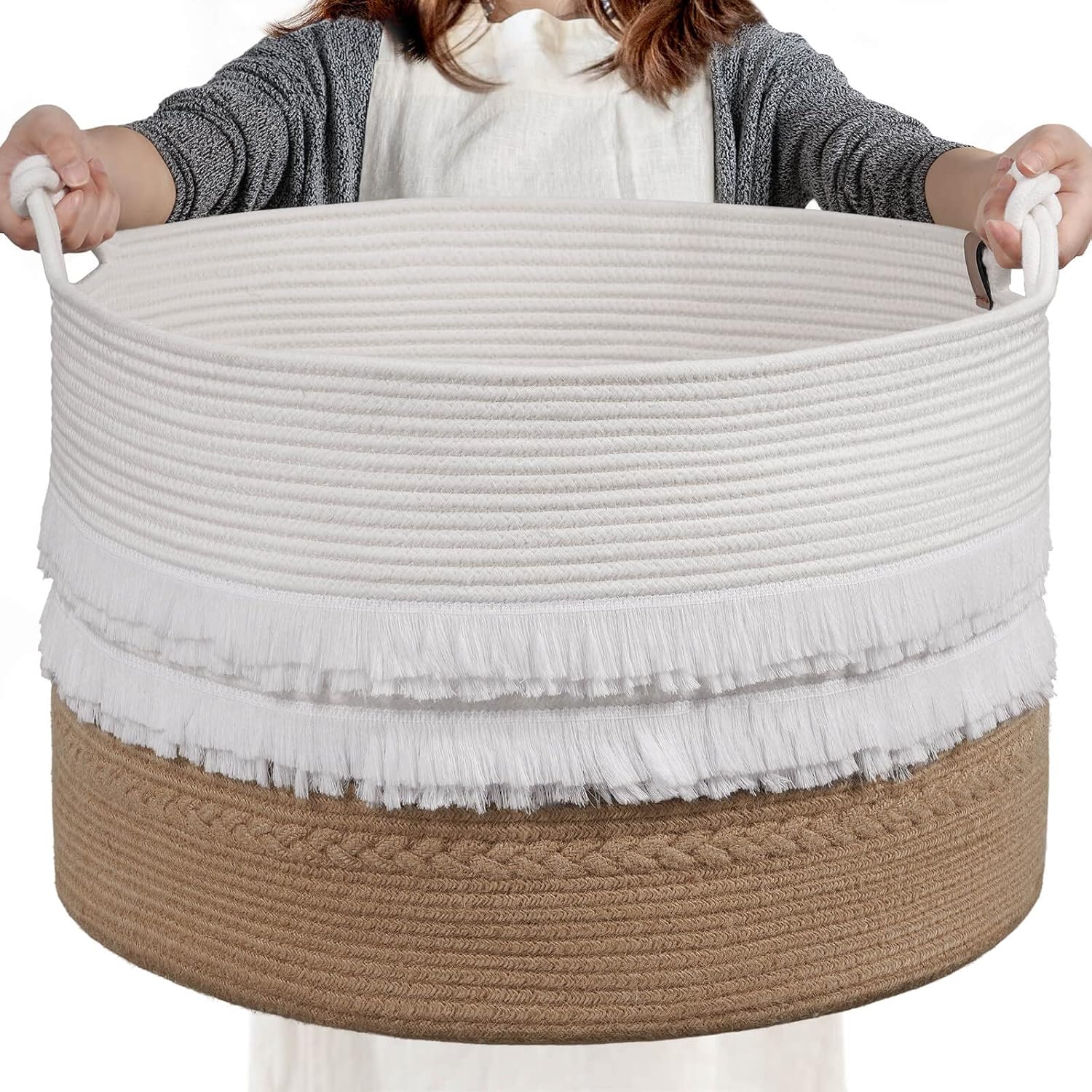 CherryNow Large Wicker Laundry Basket for Home