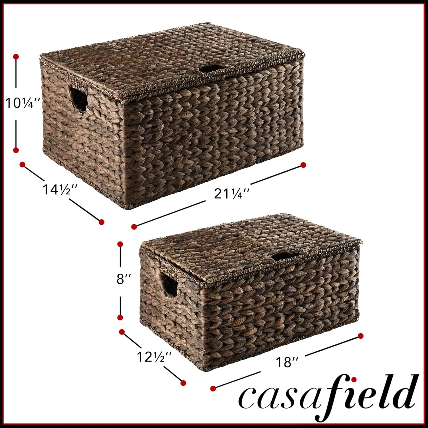 Casafield Water Hyacinth Storage Basket Set Eco-Friendly Stylish Multipurpose Organizer