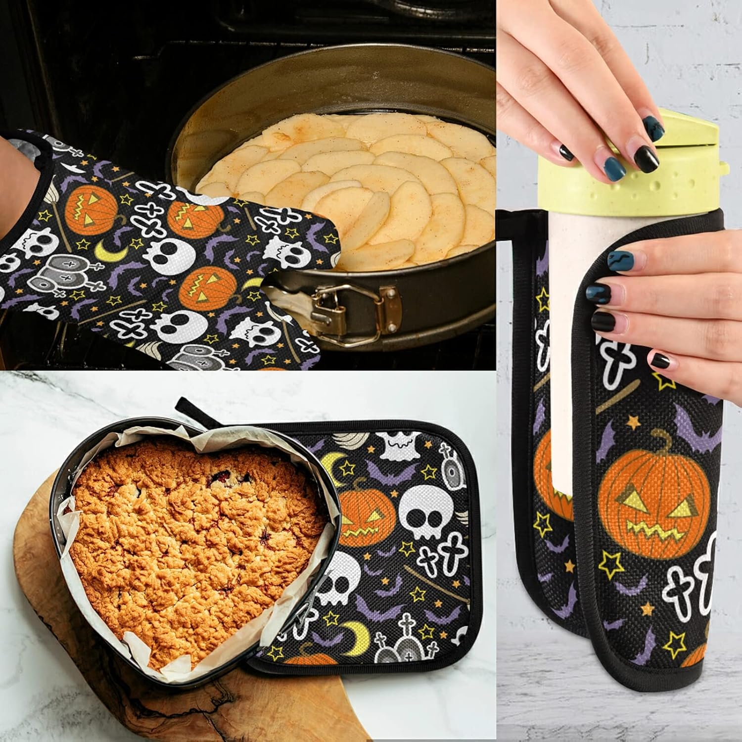 Aflyko Halloween Oven Mitt Set Heat-Resistant Stylish