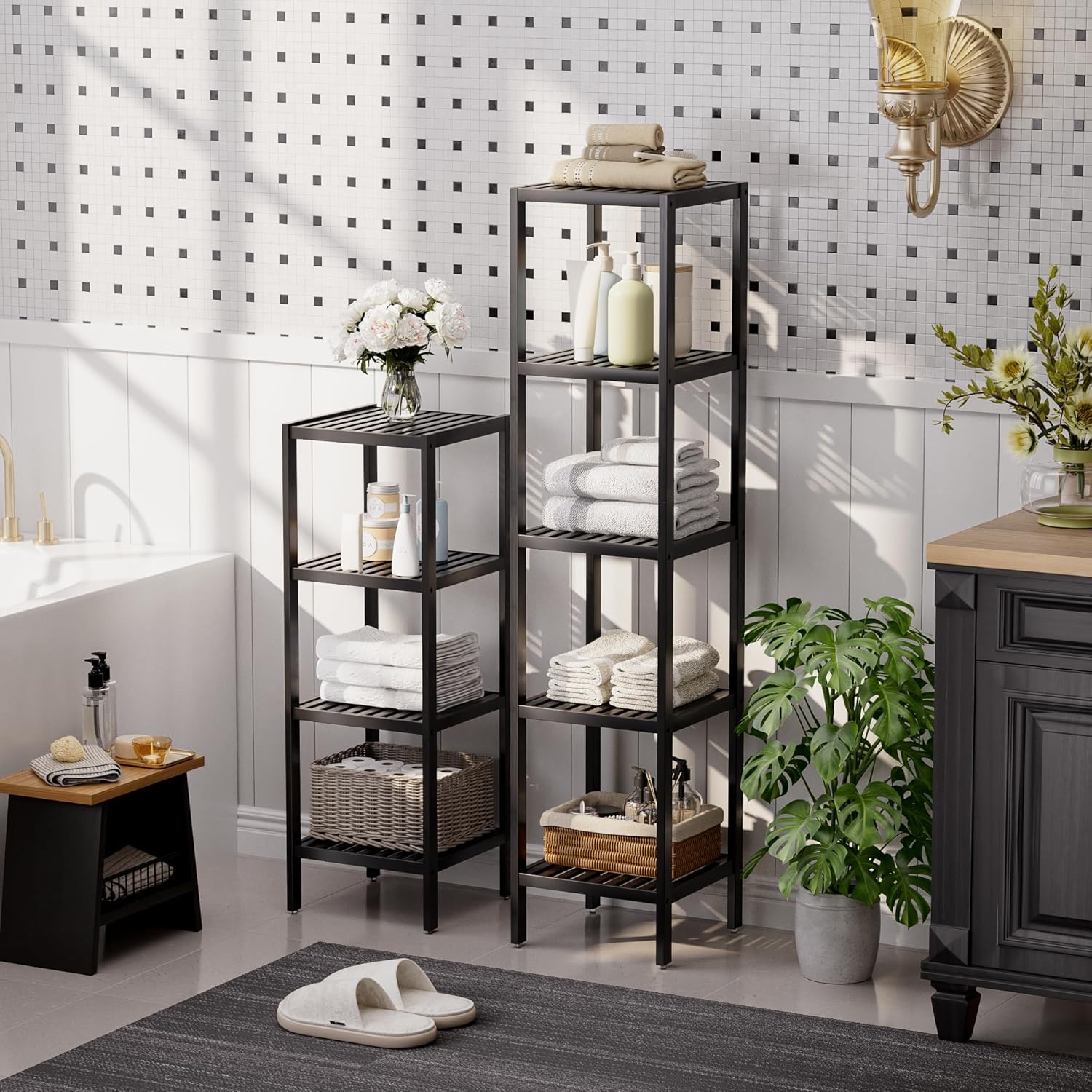 SMIBUY Bamboo Storage Shelf